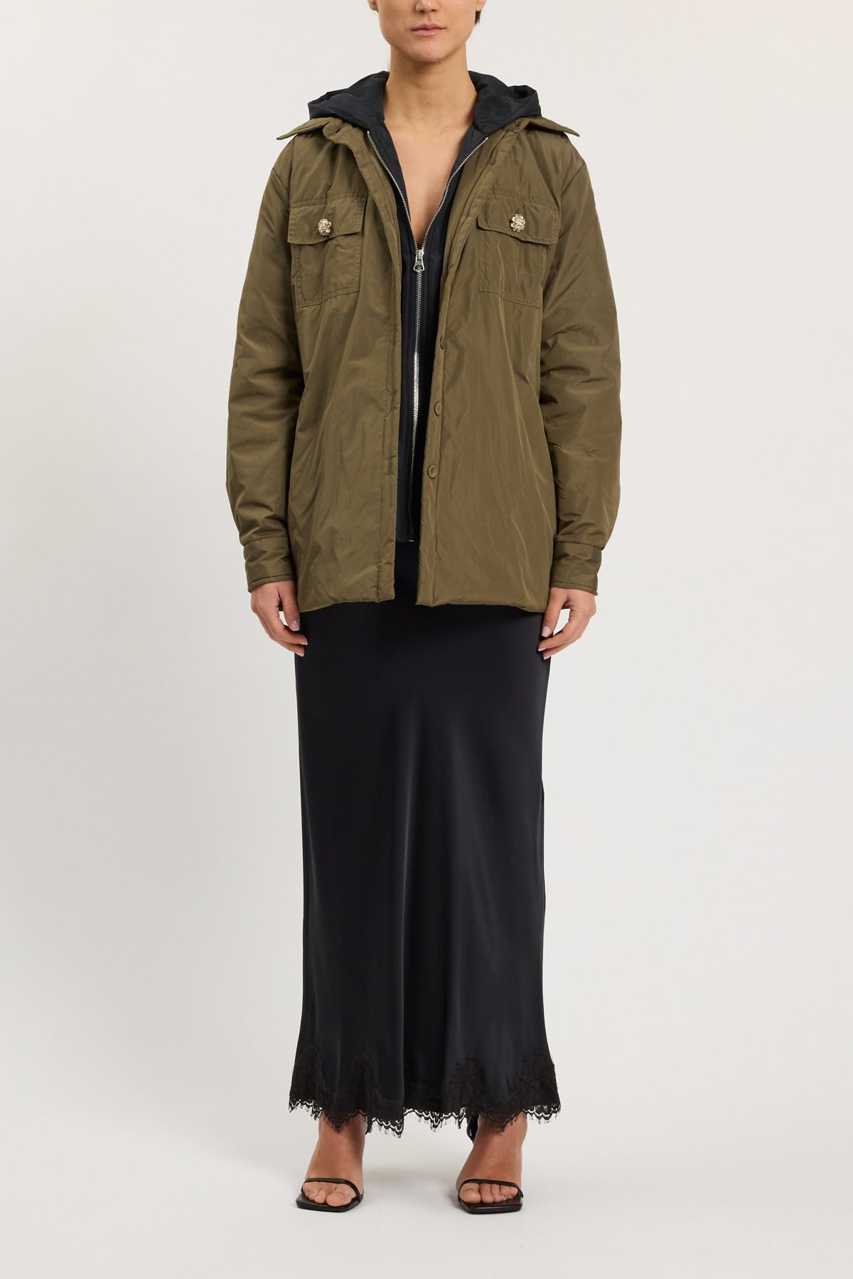 100 GRAM DOUBLE OVERSIZED JACKET WITH HOOD AND BELT