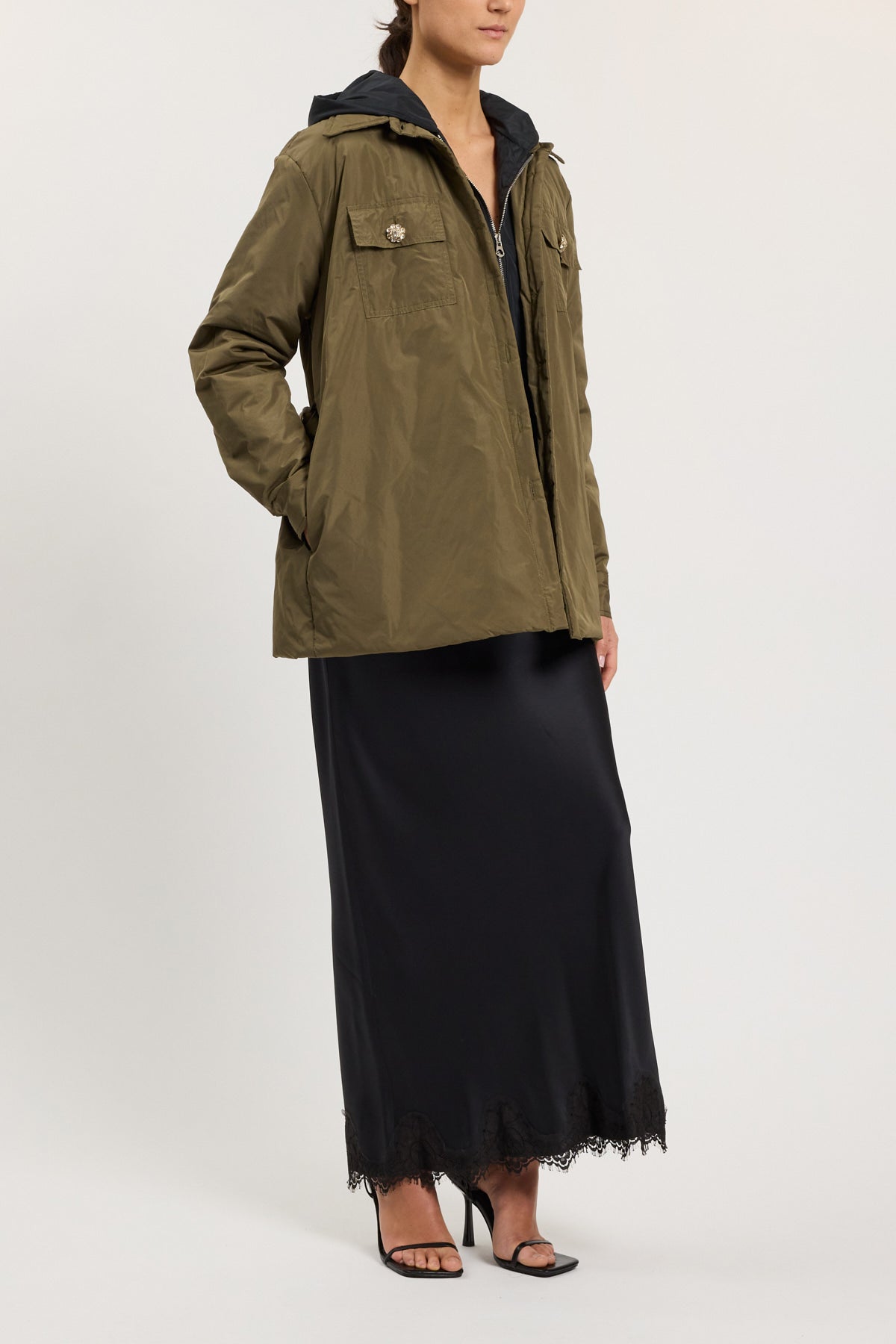 100 GRAM DOUBLE OVERSIZED JACKET WITH HOOD AND BELT