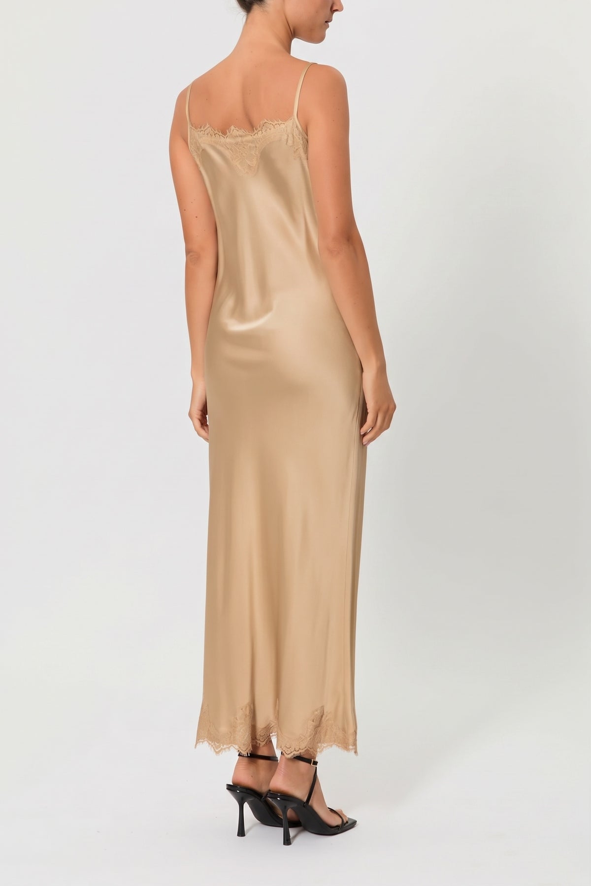 CLAUDIA – VISCOSE AND LACE SLIP DRESS