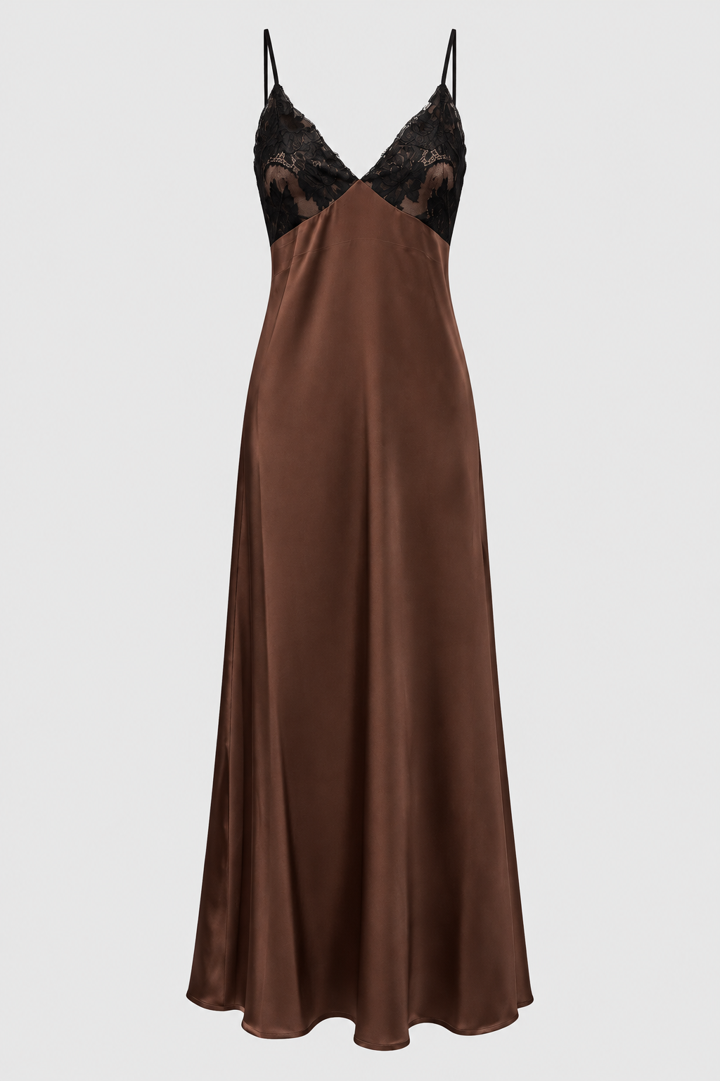 SLIP DRESS IN SETA CON COPPE DI PIZZO