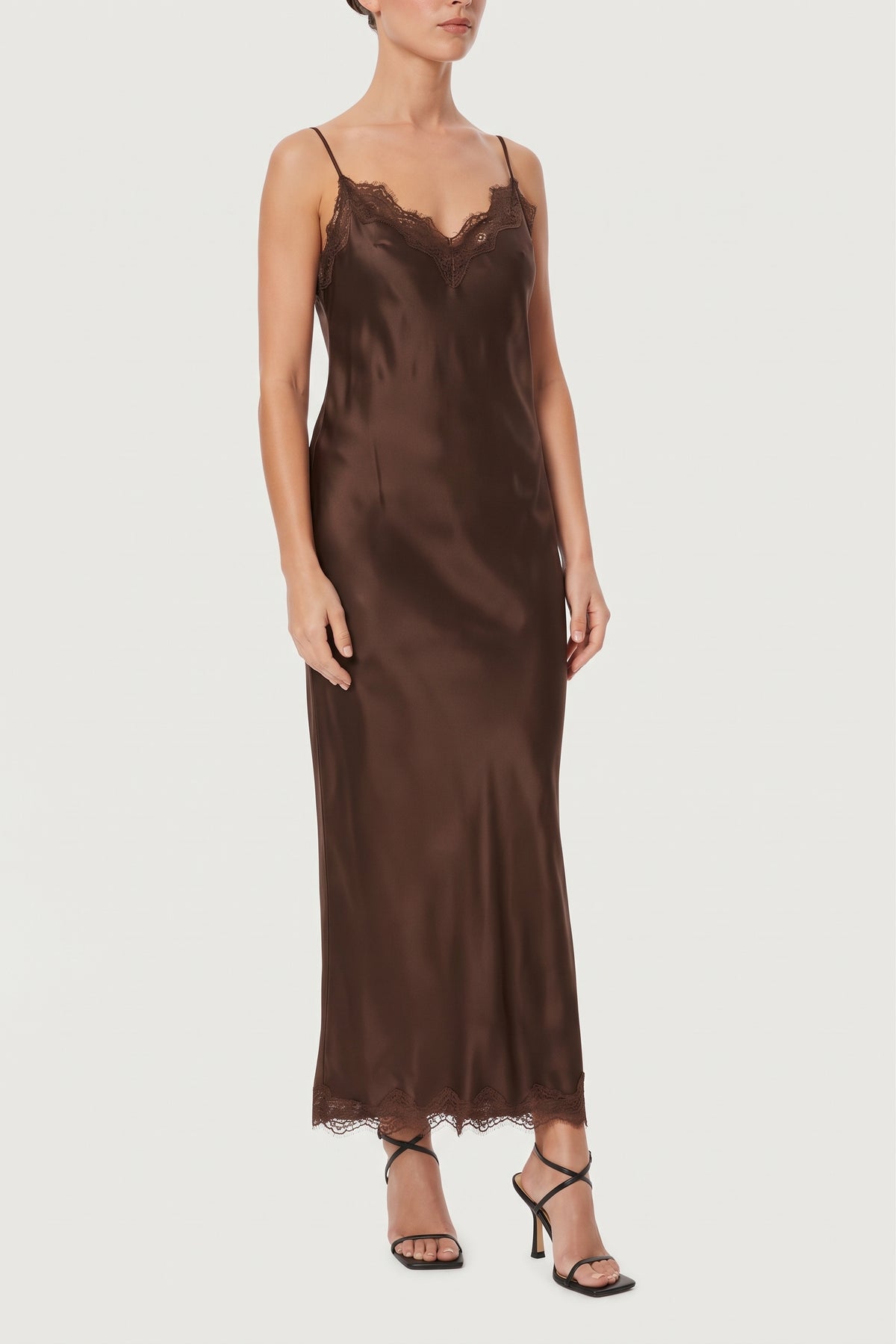 CLAUDIA – VISCOSE AND LACE SLIP DRESS