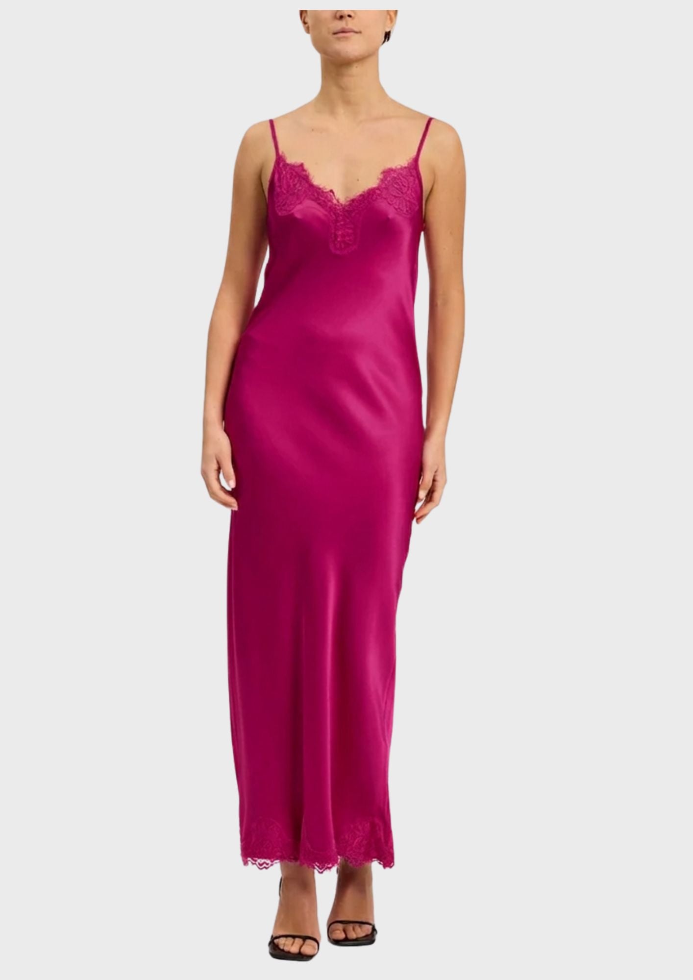 SLIP DRESS CLAUDIA IN VISCOSA CON PIZZO