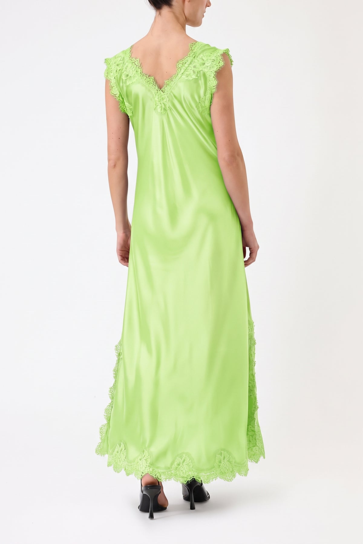 ANDREA – WIDE-STRAP VISCOSE AND LACE DRESS