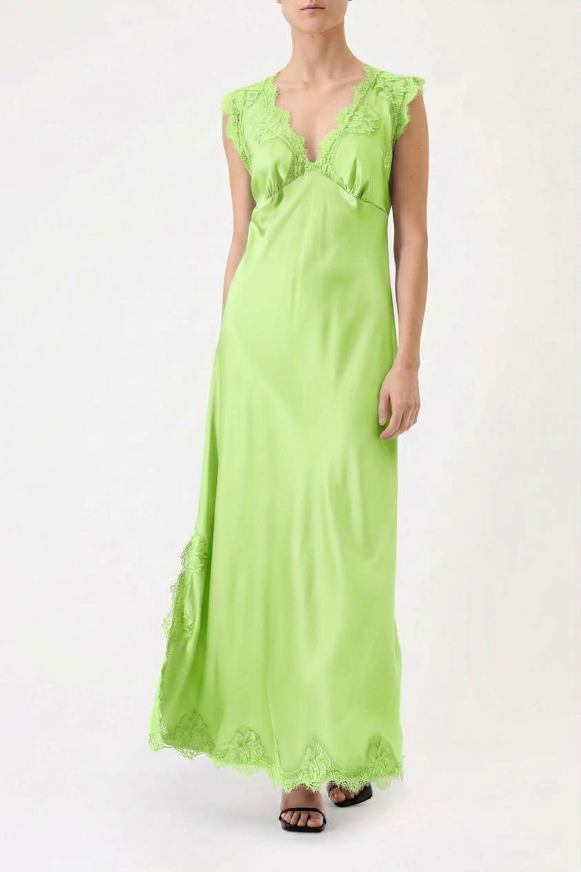 ANDREA – WIDE-STRAP VISCOSE AND LACE DRESS