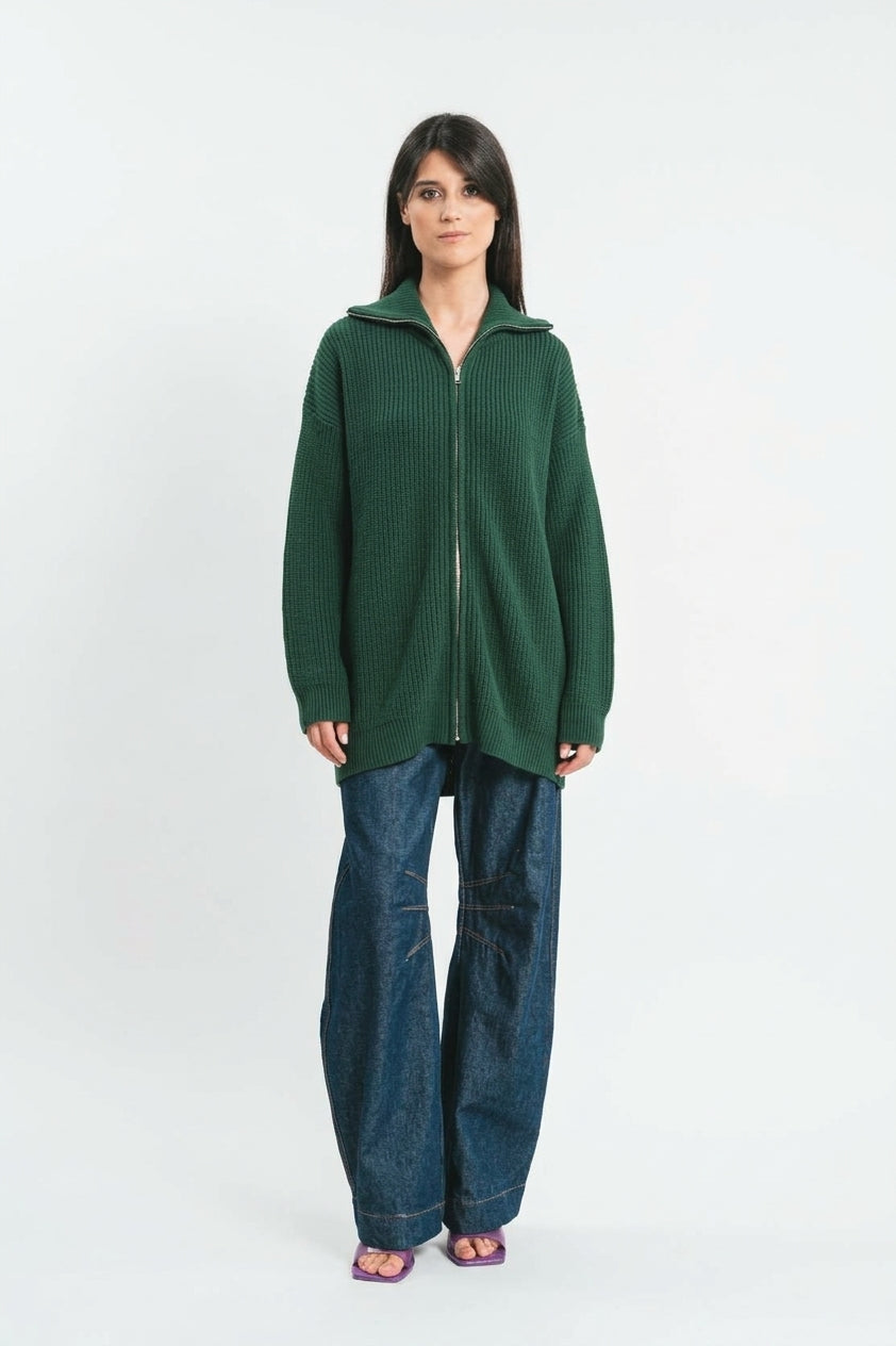 CARDIGAN OVER CON ZIP E COLLETTO