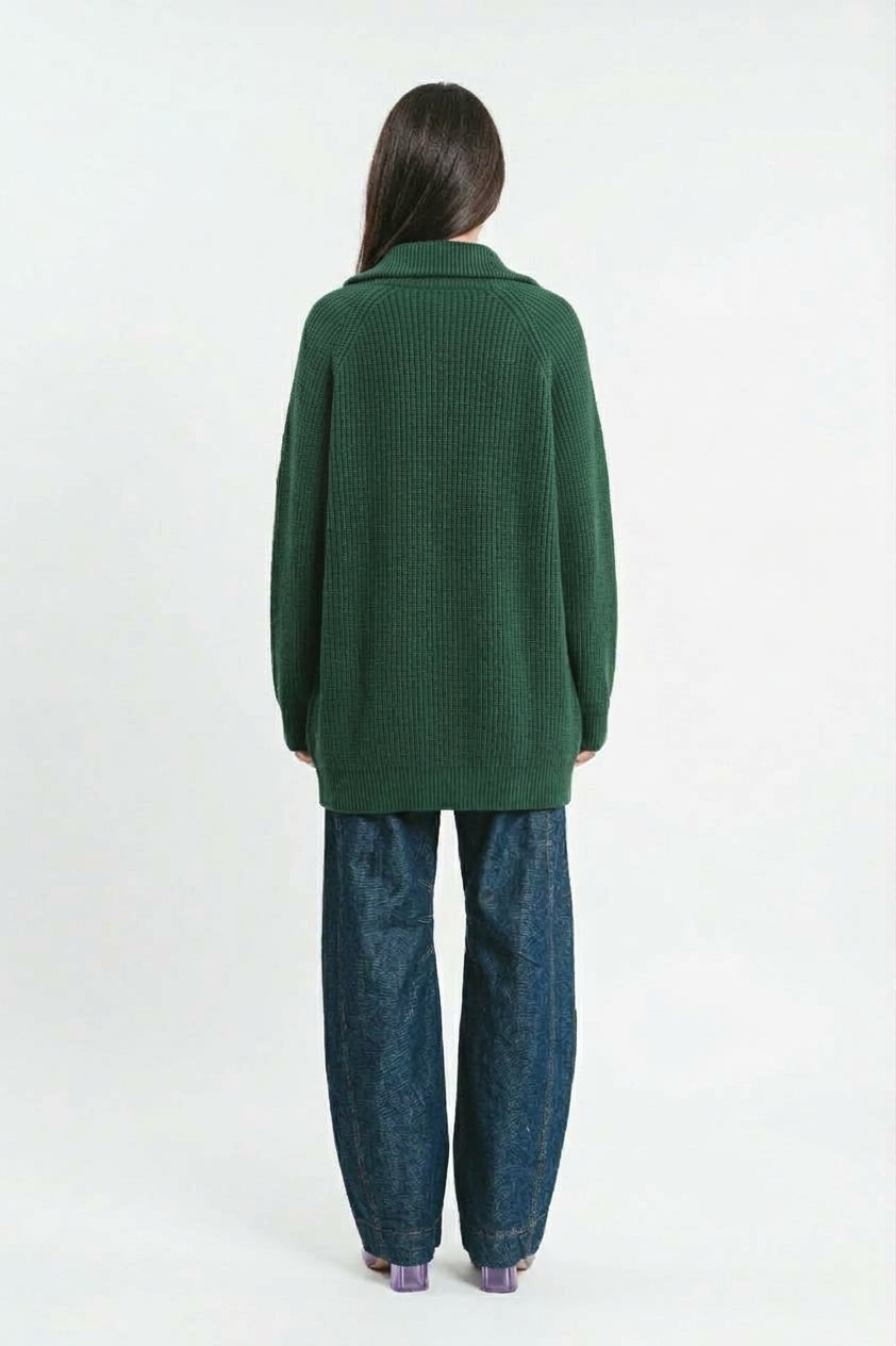 CARDIGAN OVER CON ZIP E COLLETTO