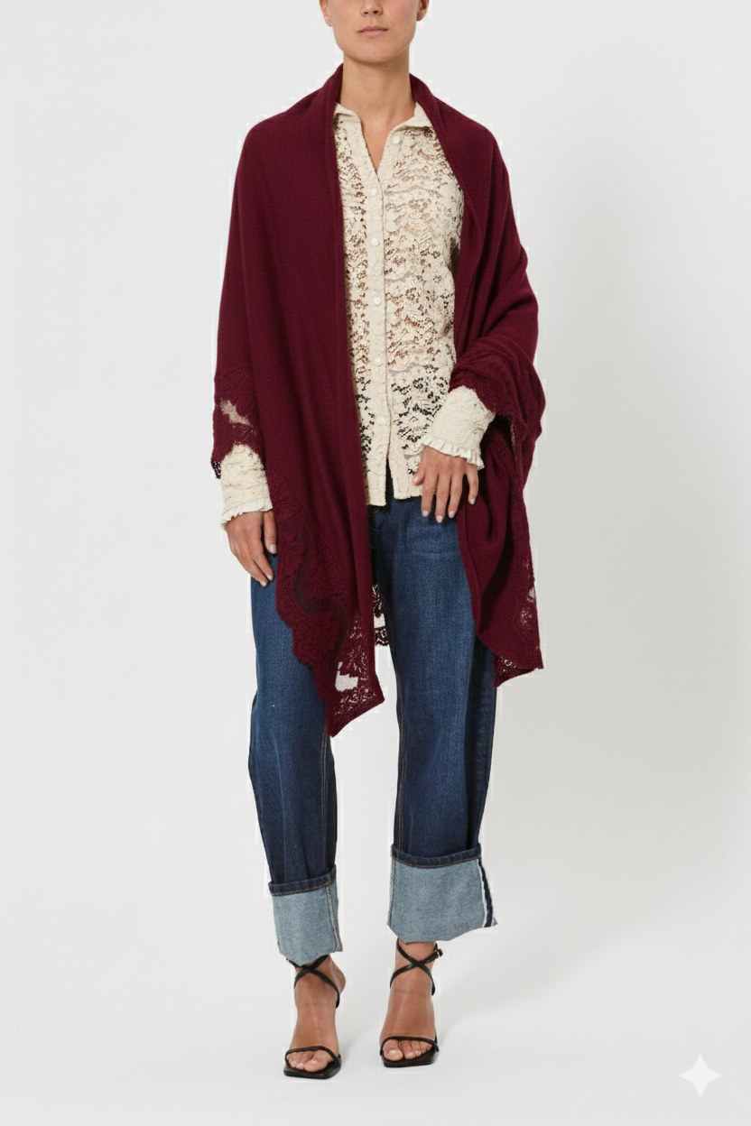 SCIALLE CON PIZZO IN MISTO CACHEMIRE