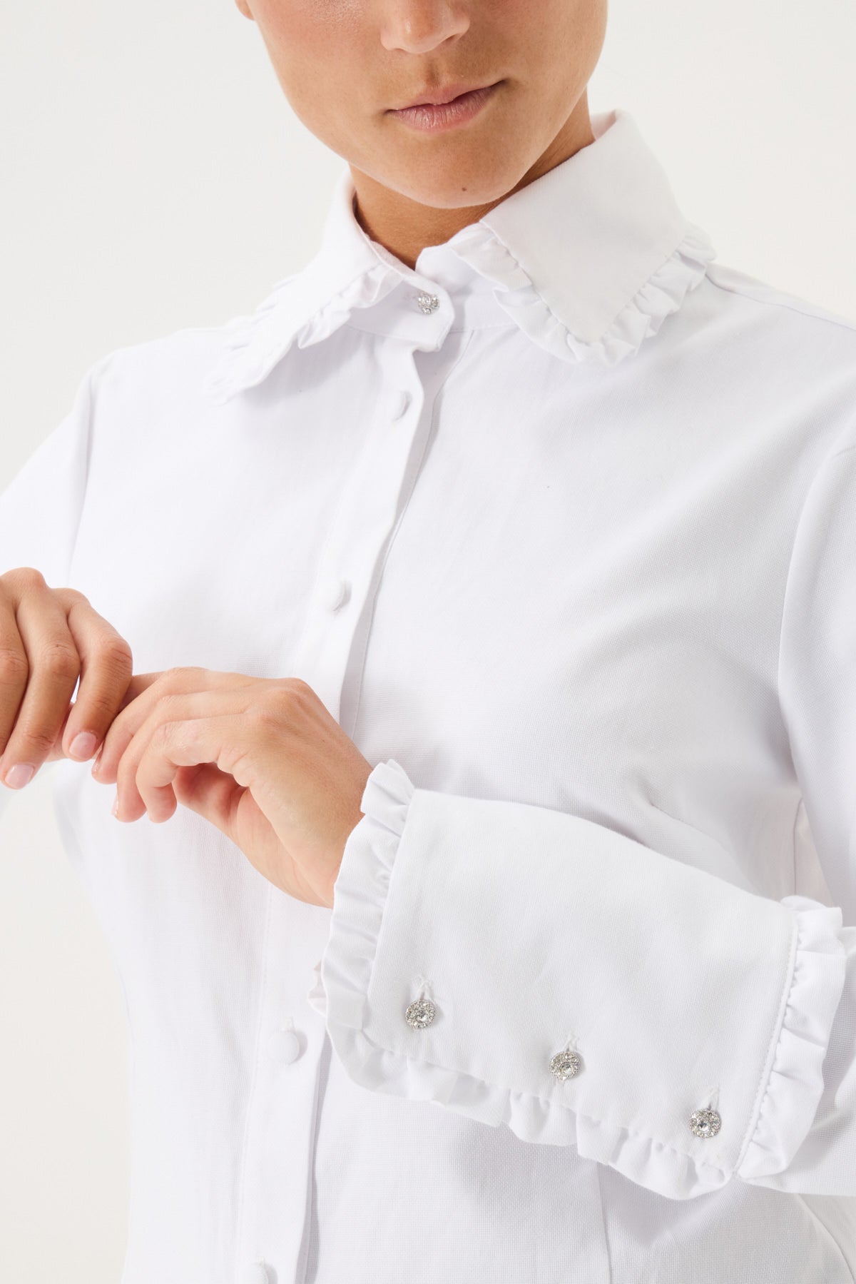 CAMICIA SLIM IN OXFORD CON BOTTONI GIOIELLO