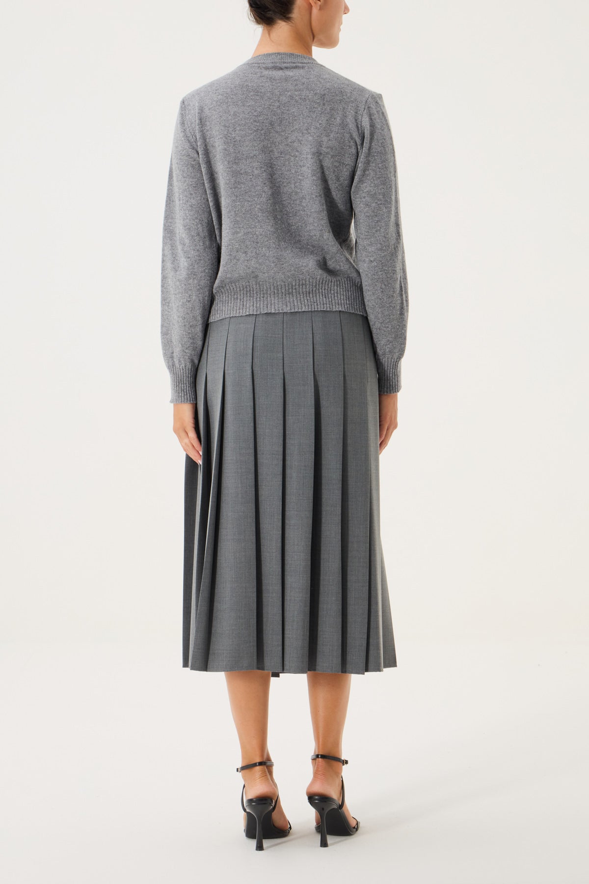 CARDIGAN GIROCOLLO CON SPILLA IN MISTO CASHMERE