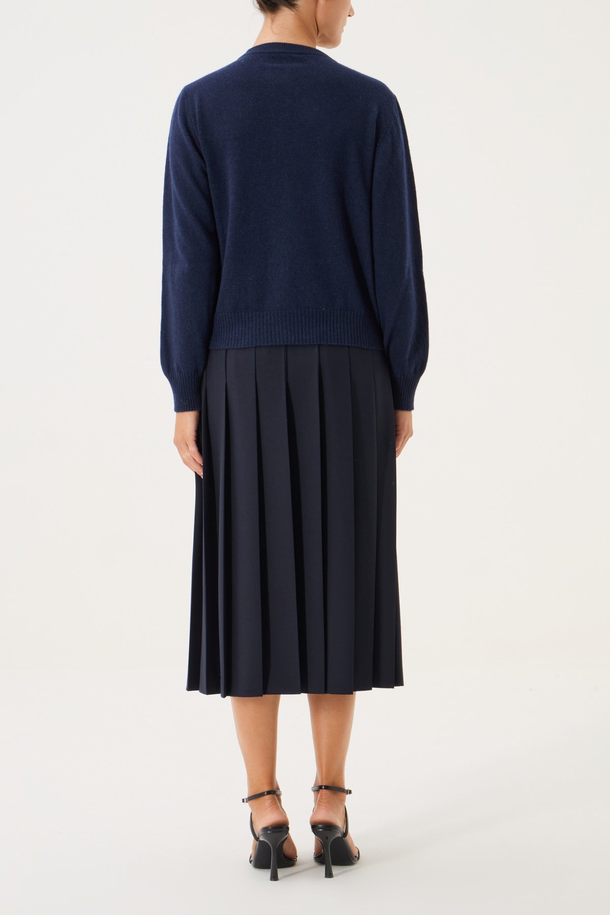 CARDIGAN GIROCOLLO CON SPILLA IN MISTO CASHMERE