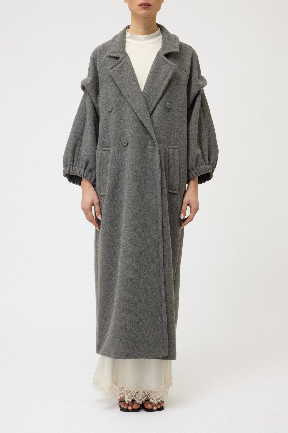 CAPPOTTO IN PANNO CON COLLO IN PELLICCIA ECOLOGICA