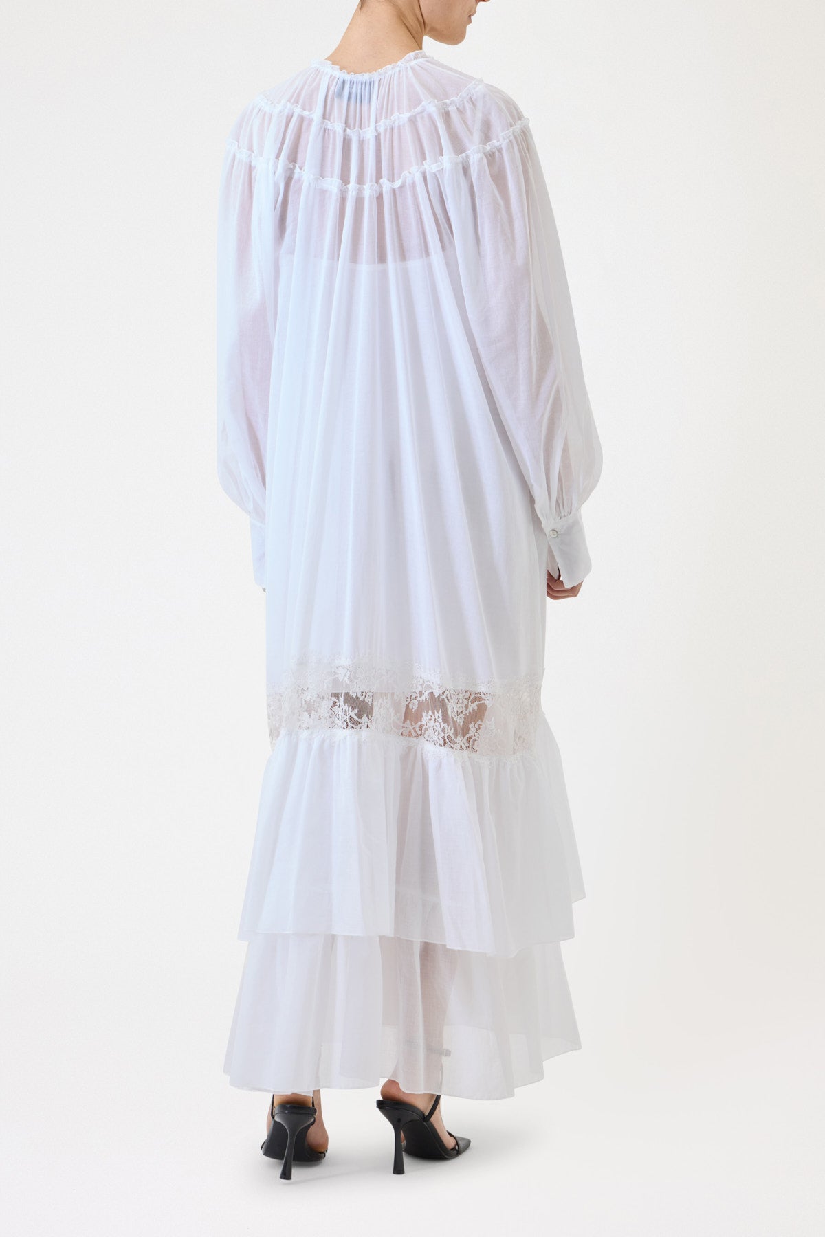 LONG MUSLIN DRESS WITH LACE