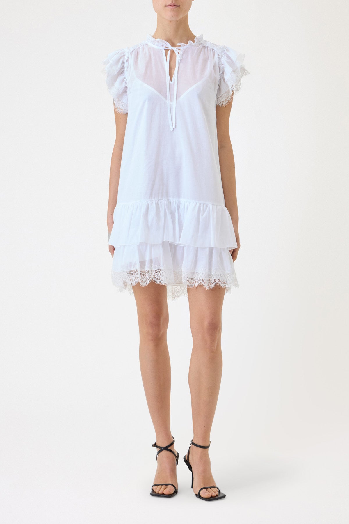 SHORT MUSLIN DRESS WITH LACE