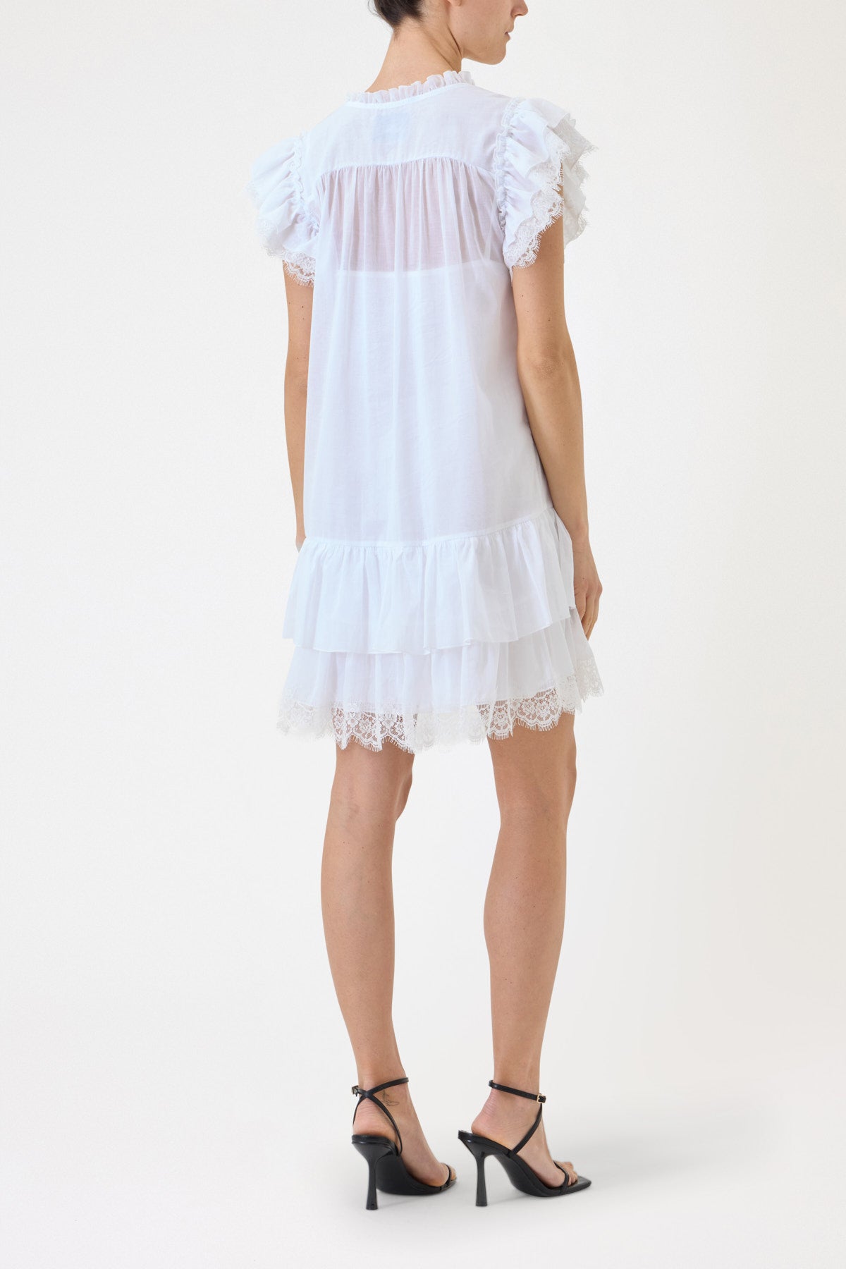 SHORT MUSLIN DRESS WITH LACE