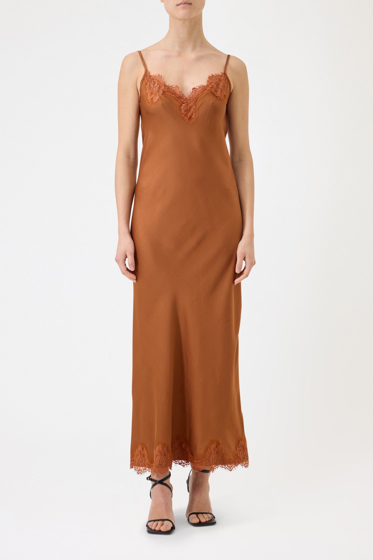 SLIP DRESS CLAUDIA IN VISCOSA CON PIZZO