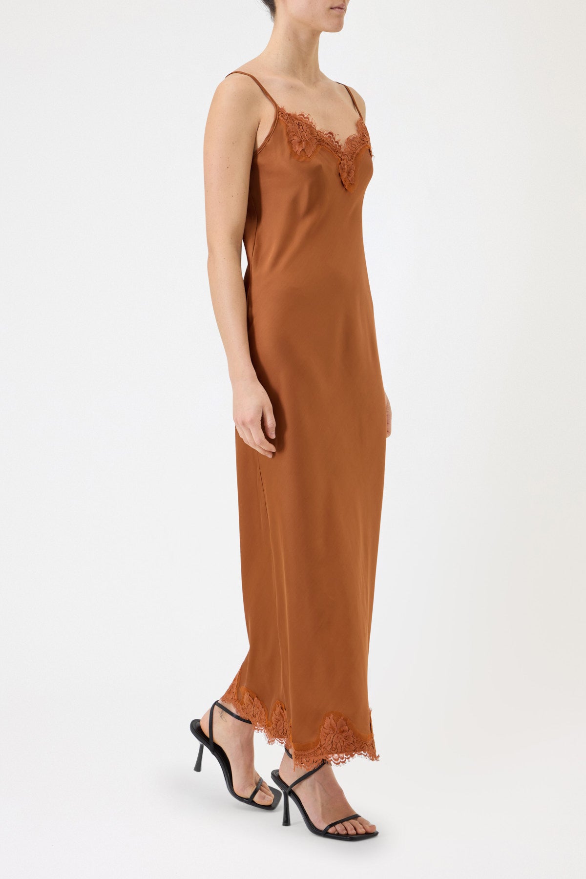 SLIP DRESS CLAUDIA IN VISCOSA CON PIZZO