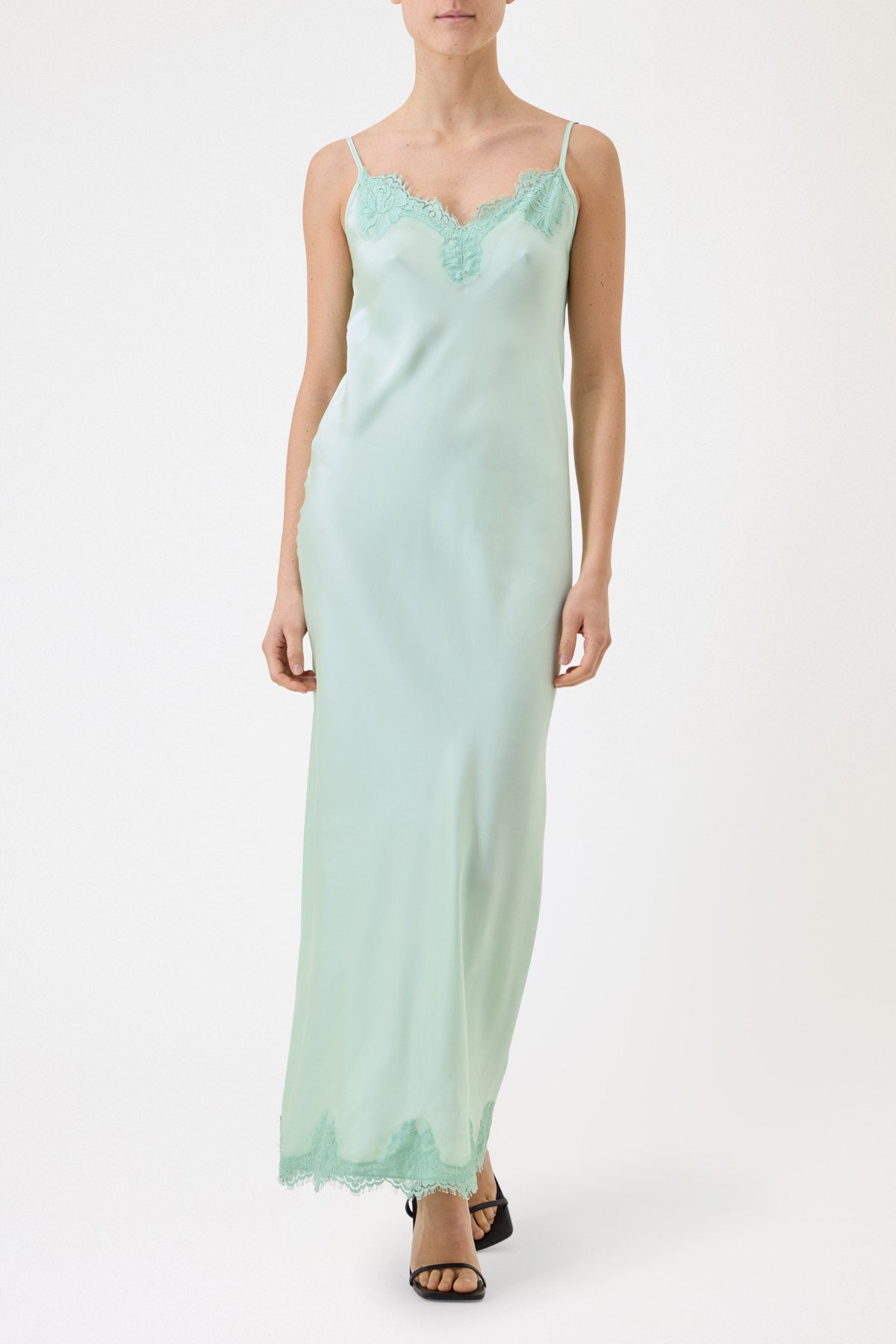 SLIP DRESS CLAUDIA IN VISCOSA CON PIZZO