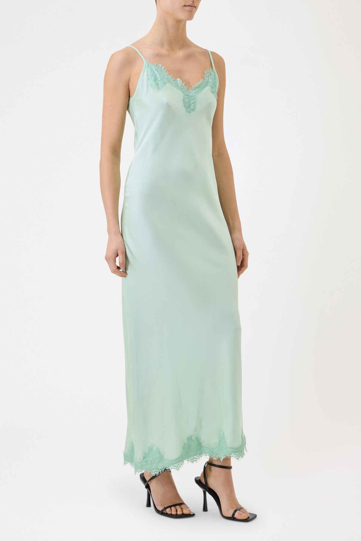 SLIP DRESS CLAUDIA IN VISCOSA CON PIZZO