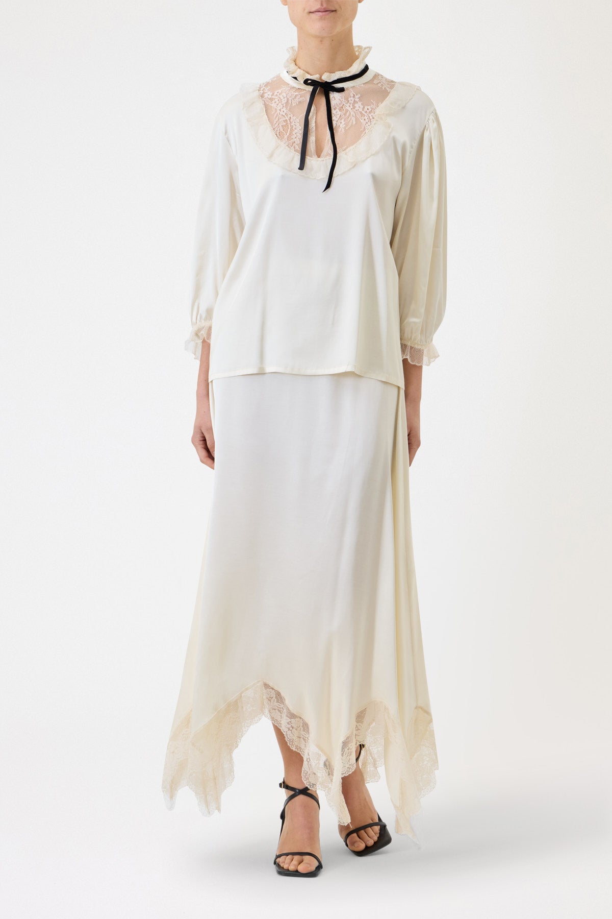 SATIN SHIRT WITH LACE