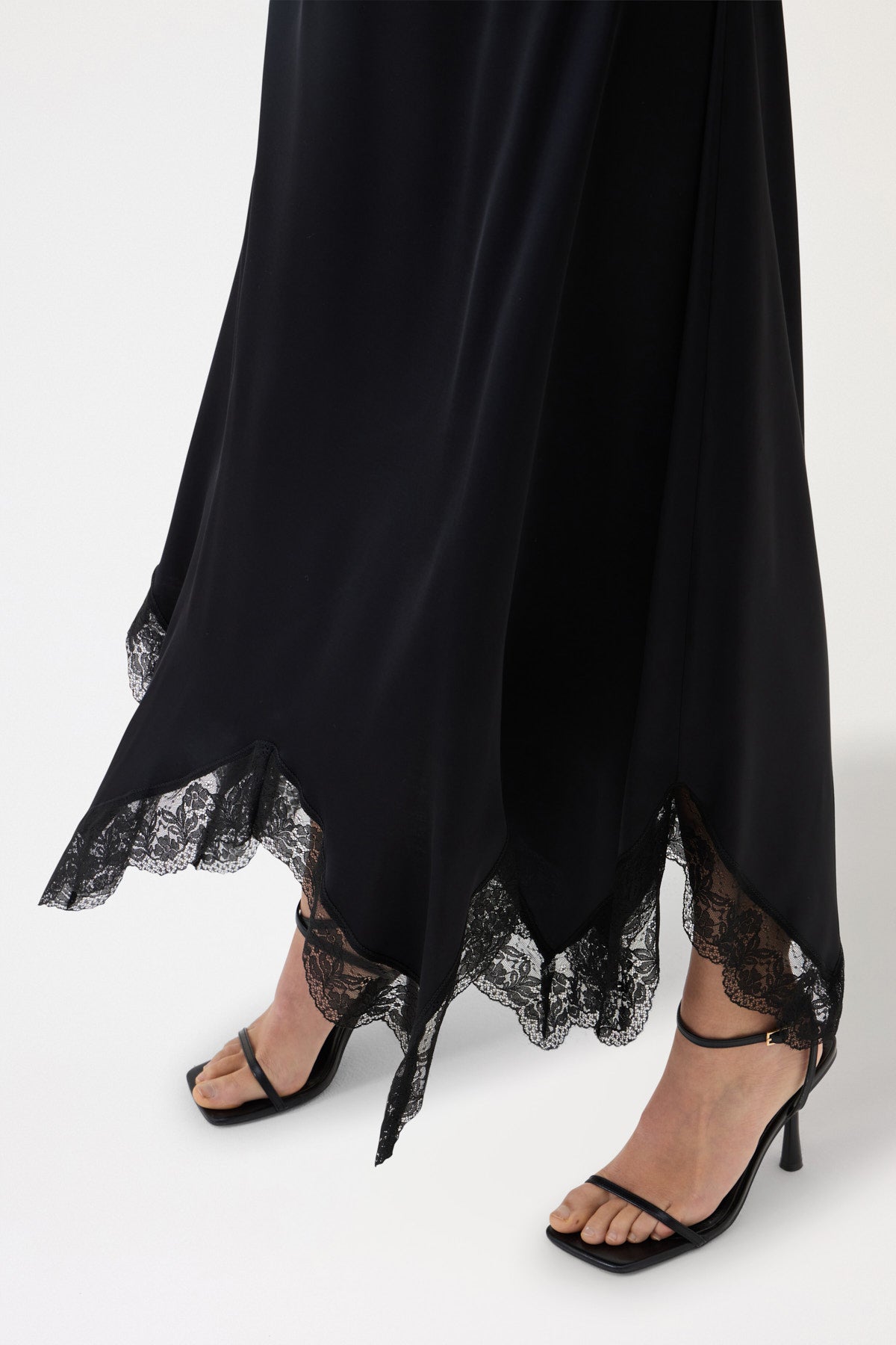 LONG SATIN SKIRT WITH LACE