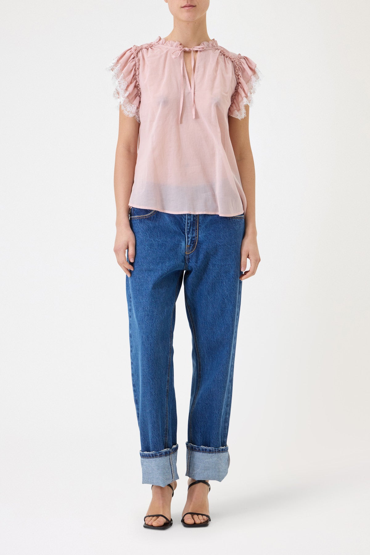 MUSLIN AND LACE TOP