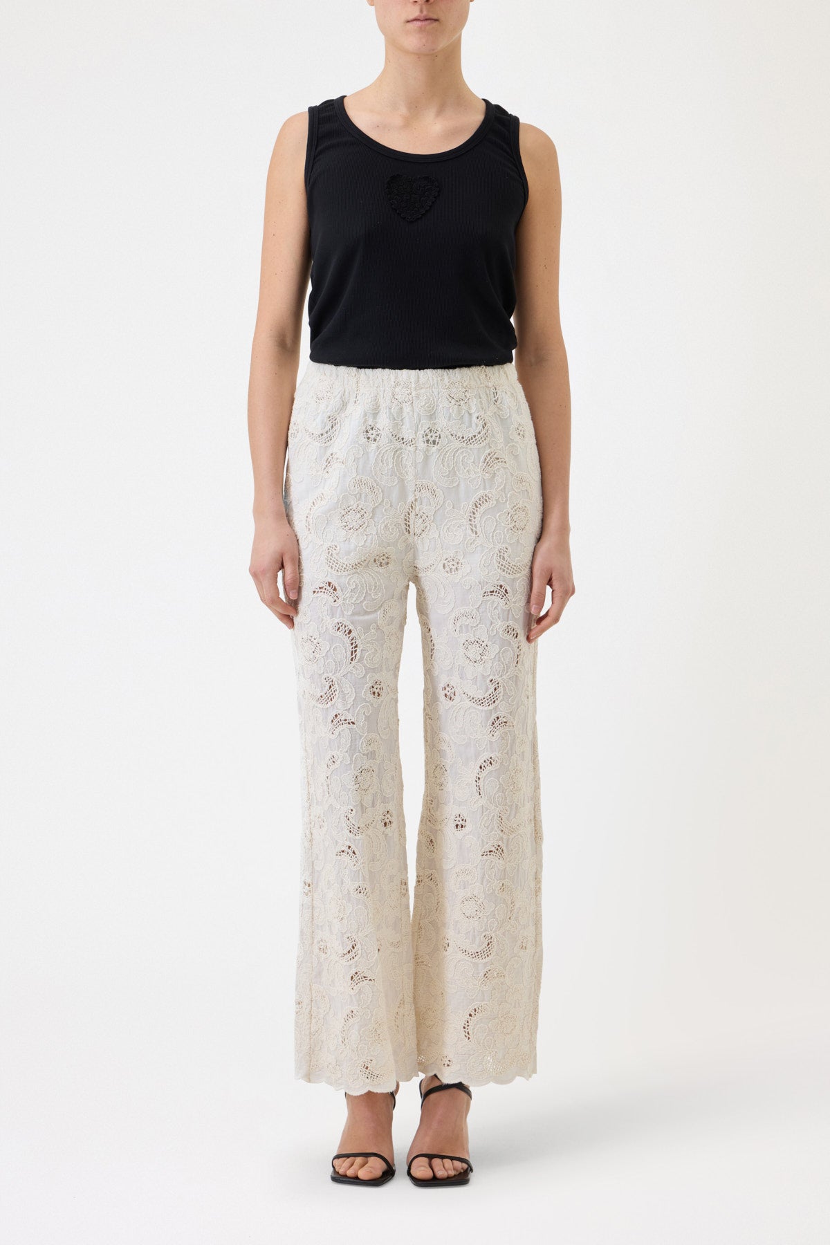 LONG EMBROIDERED MUSLIN TROUSERS