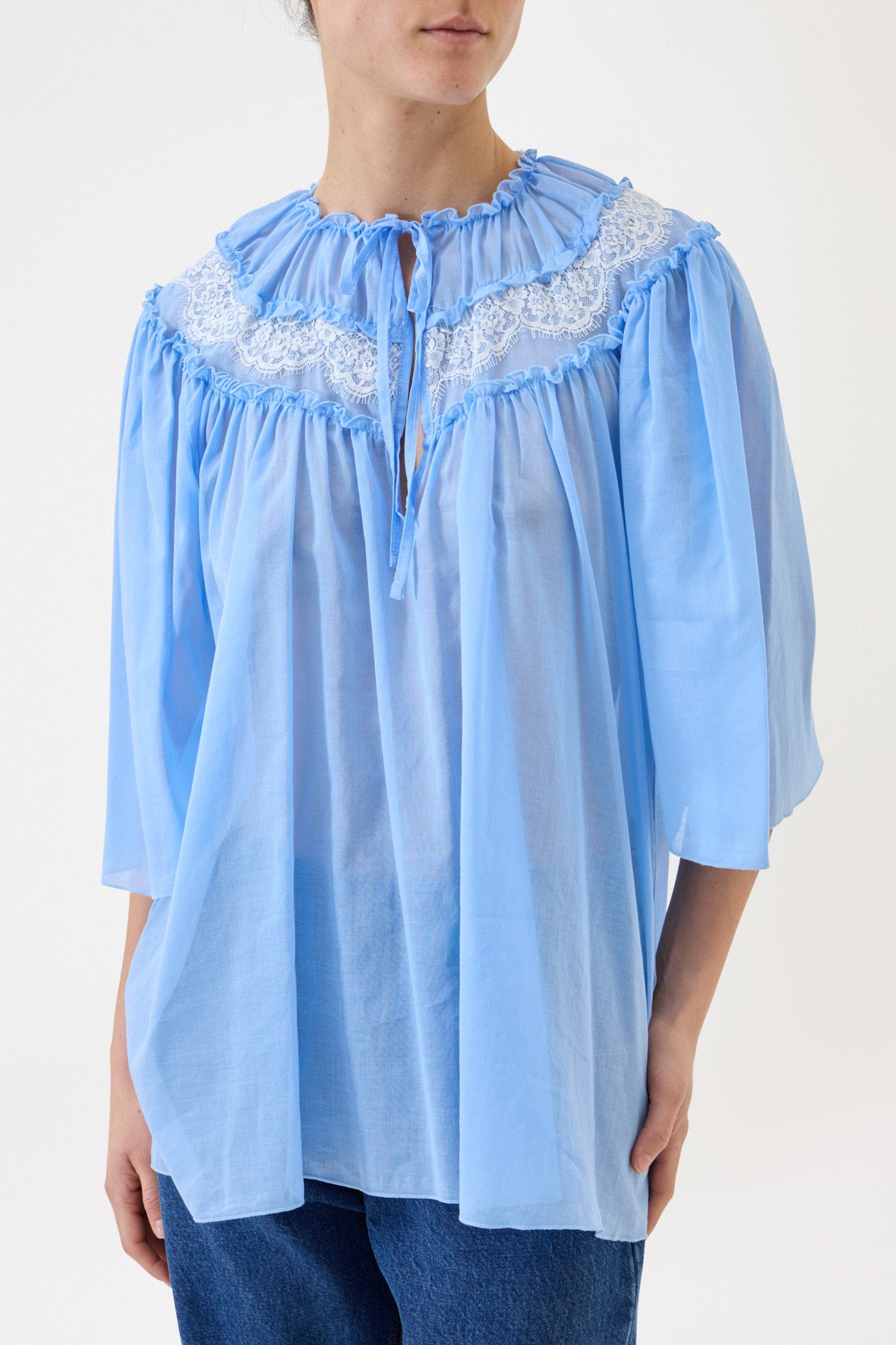 MUSLIN SHIRT WITH LACE