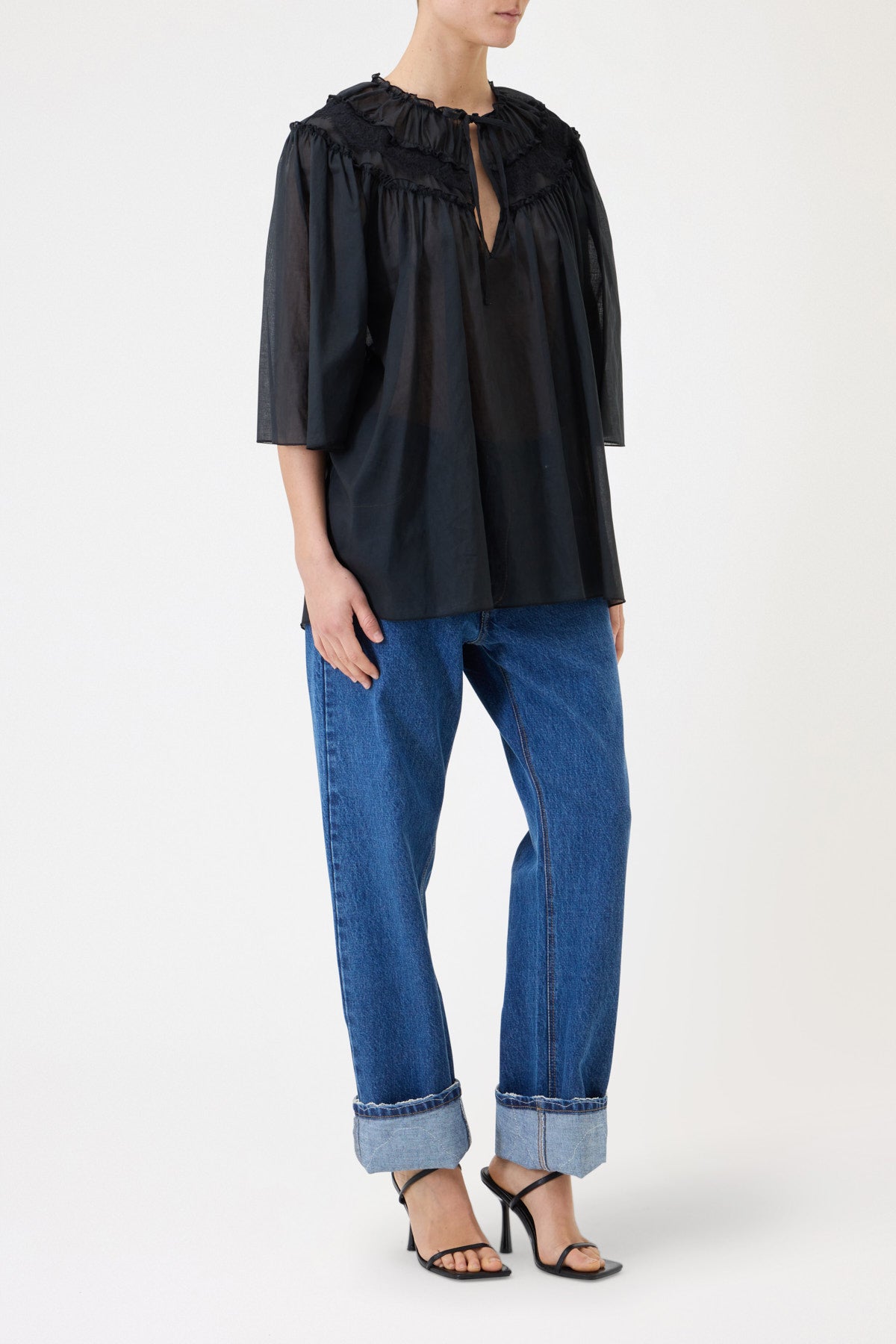 MUSLIN SHIRT WITH LACE
