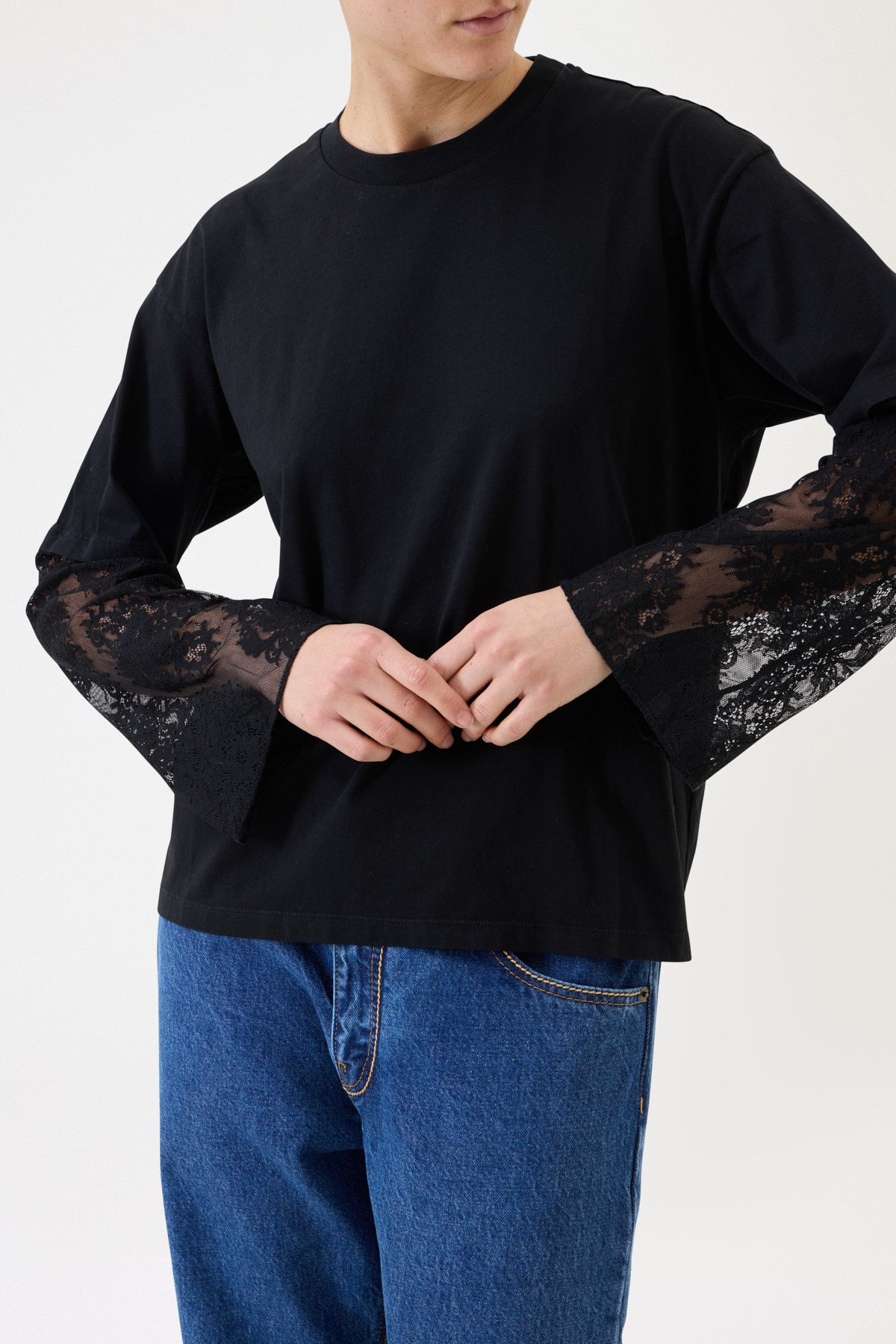 OVERSIZED T-SHIRT WITH LONG SLEEVES IN LACE