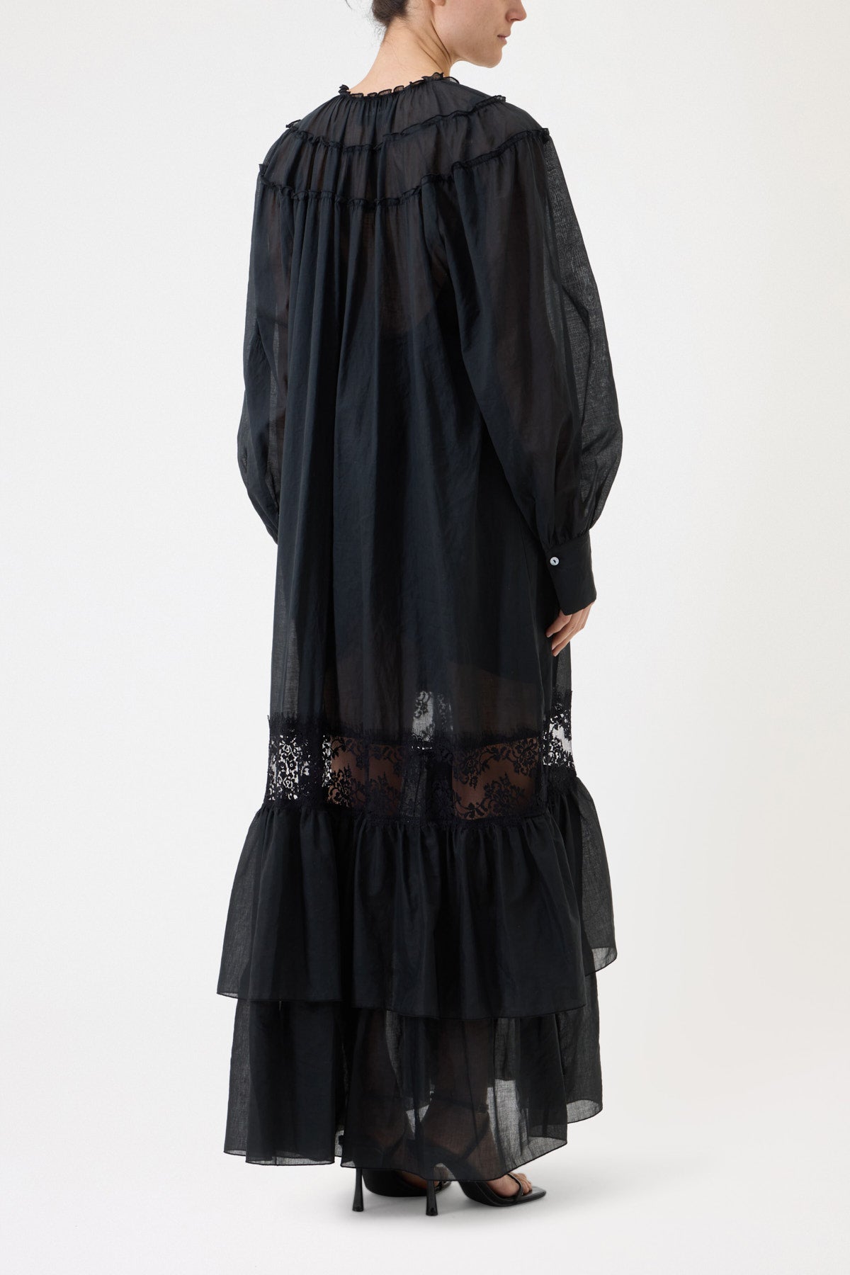 LONG MUSLIN DRESS WITH LACE