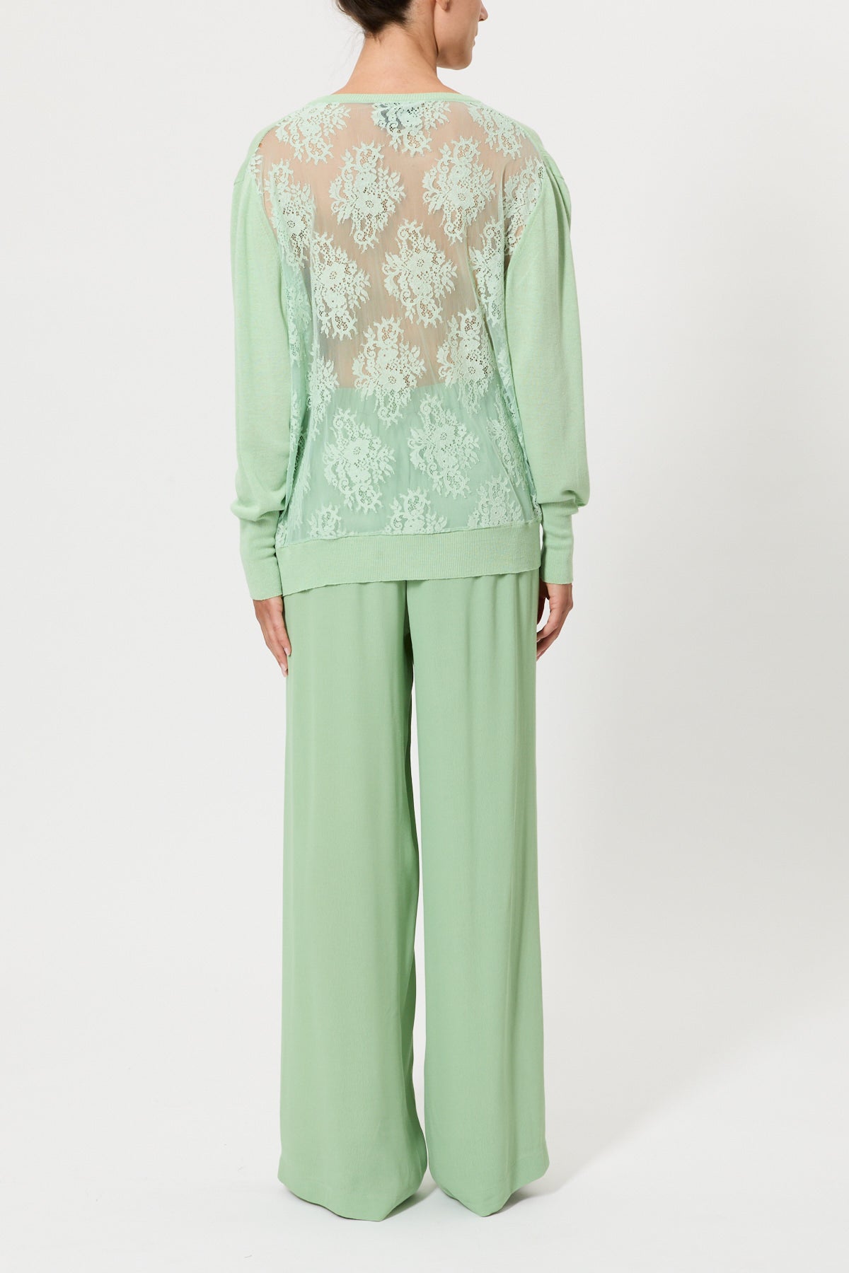 V-NECK SWEATER WITH LACE BACK