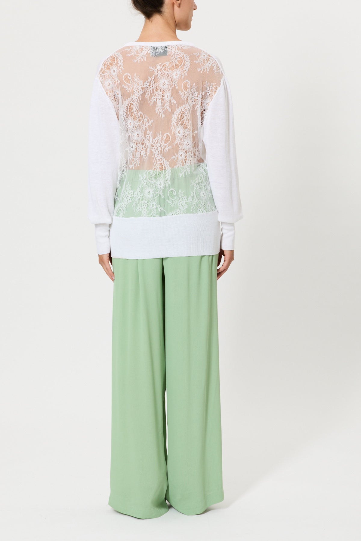 V-NECK SWEATER WITH LACE BACK