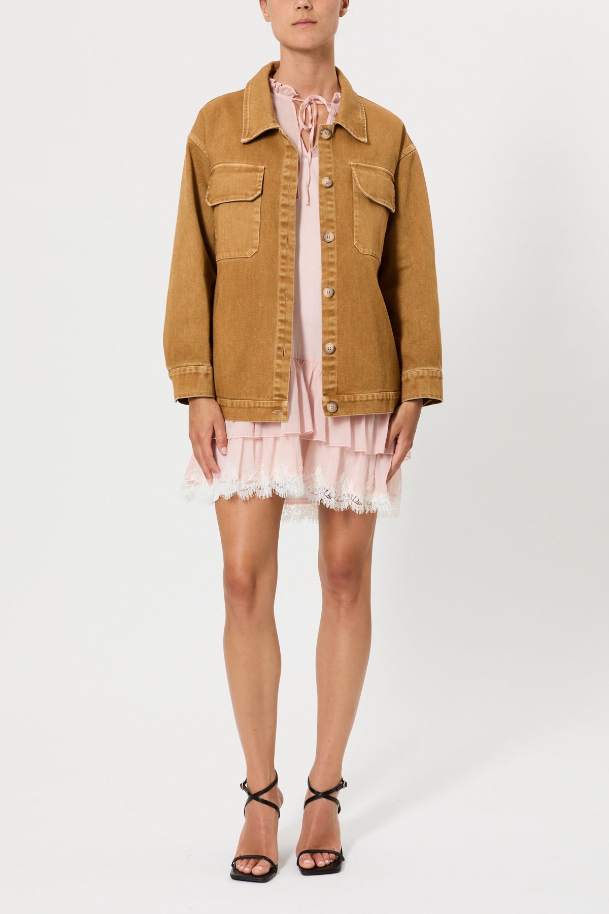 GIACCA IN CANVAS CON RICAMO PAILLETTES