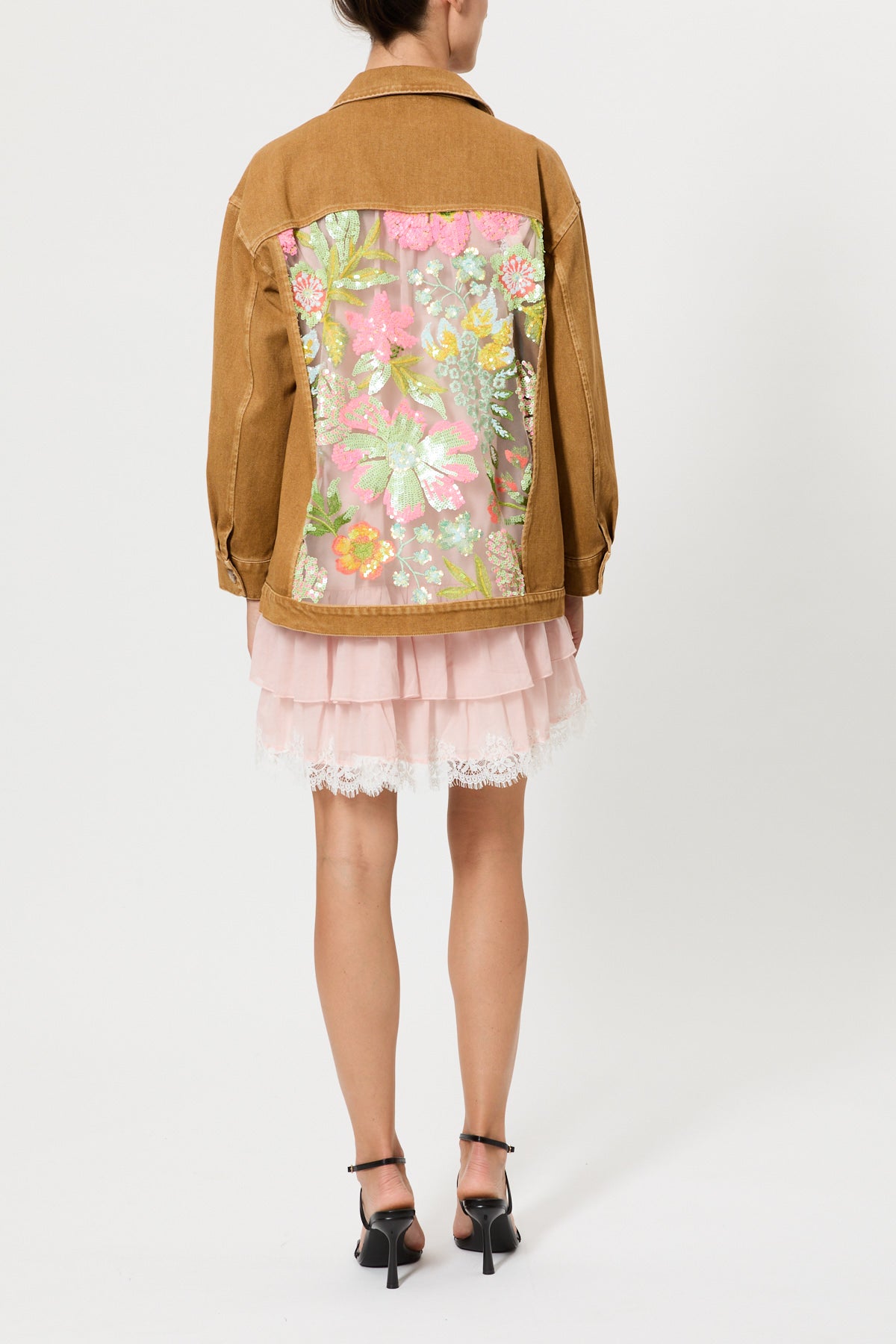 CANVAS JACKET WITH SEQUIN EMBROIDERY