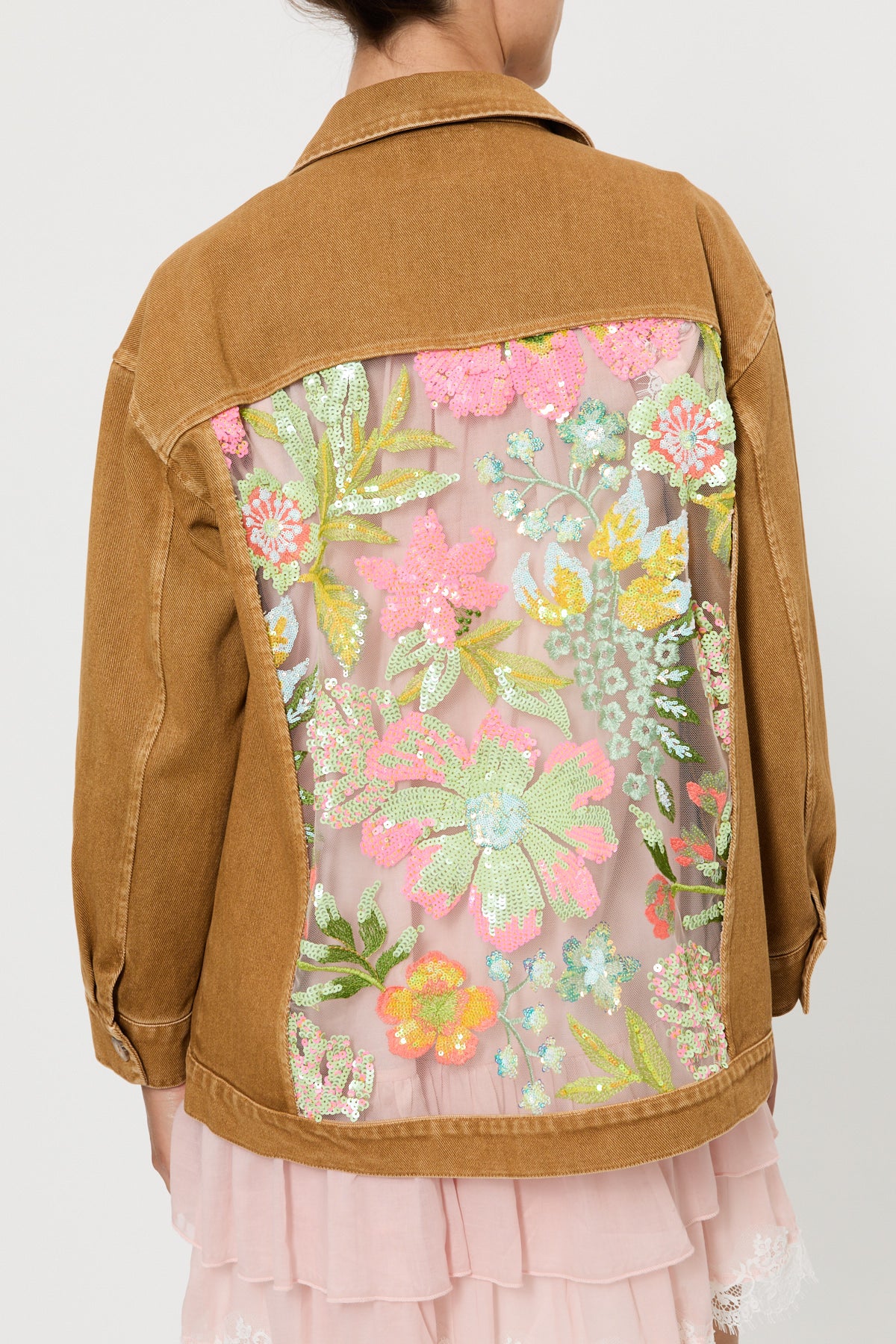 CANVAS JACKET WITH SEQUIN EMBROIDERY