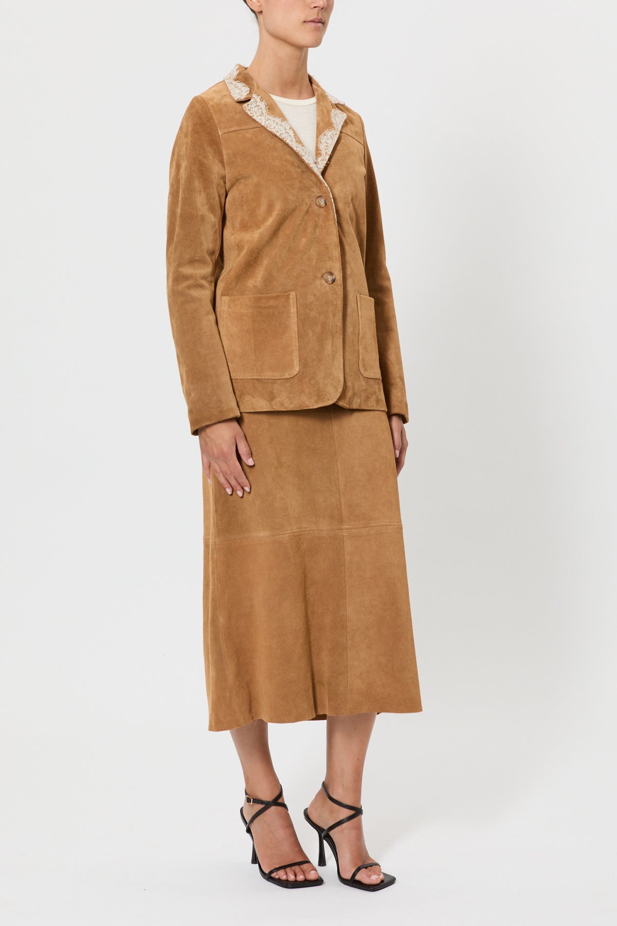 SUEDE JACKET WITH LACE