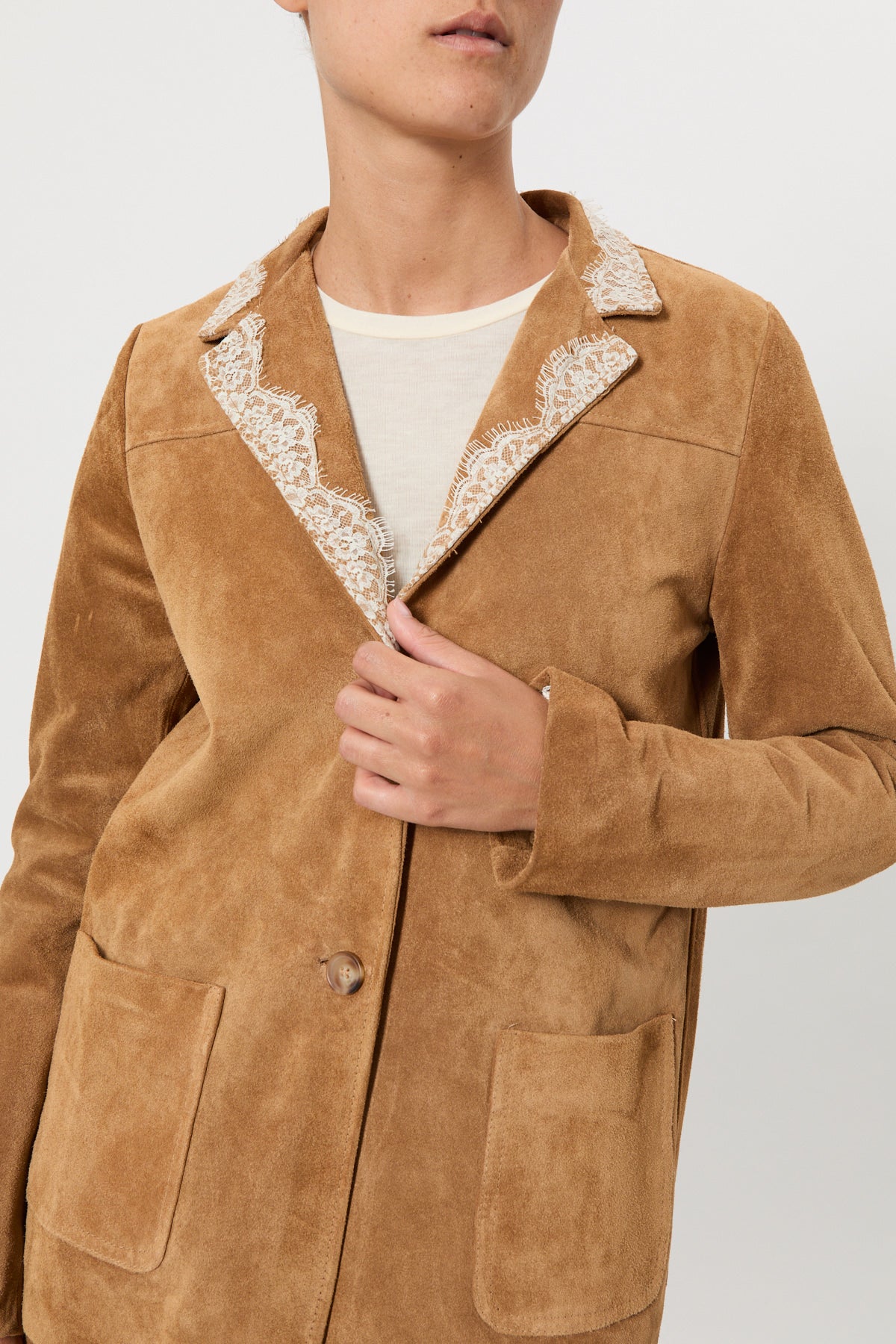 SUEDE JACKET WITH LACE