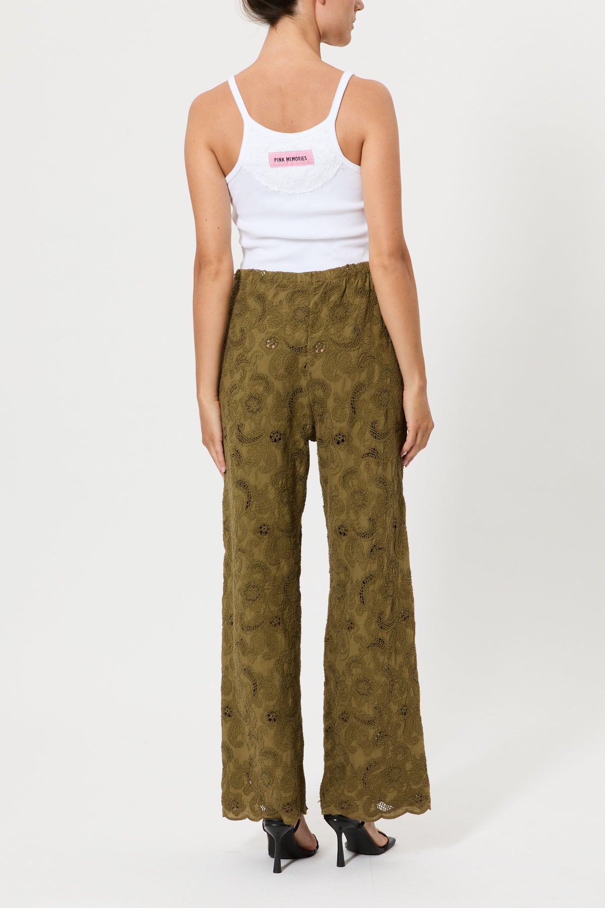 LONG EMBROIDERED MUSLIN TROUSERS