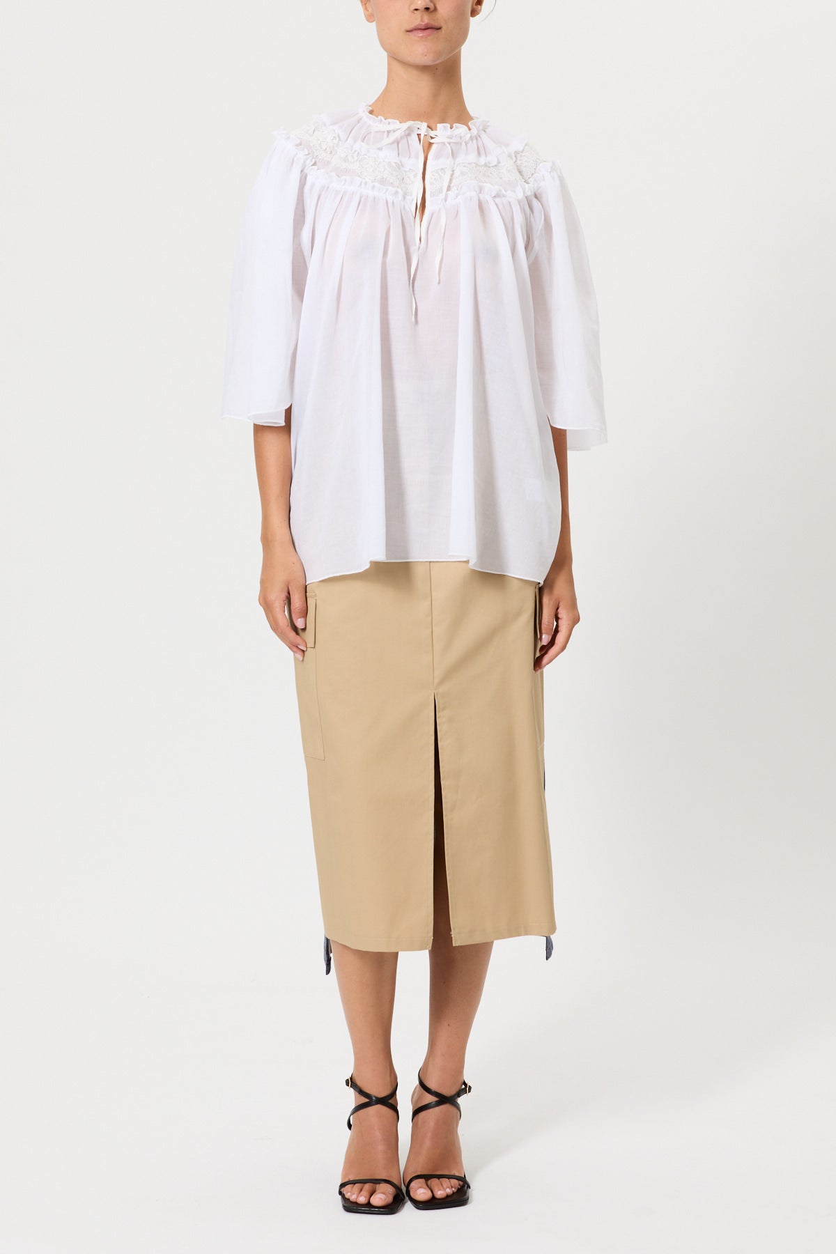 MUSLIN SHIRT WITH LACE