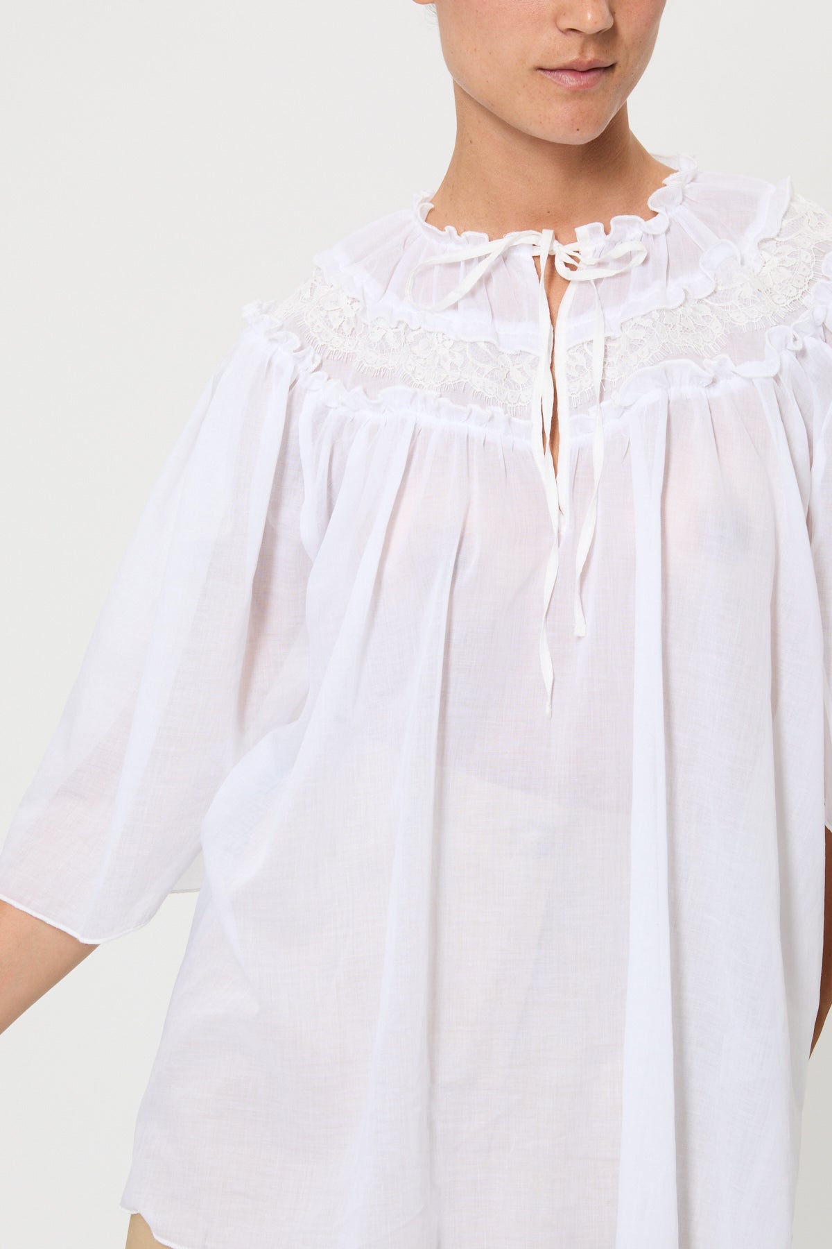 MUSLIN SHIRT WITH LACE