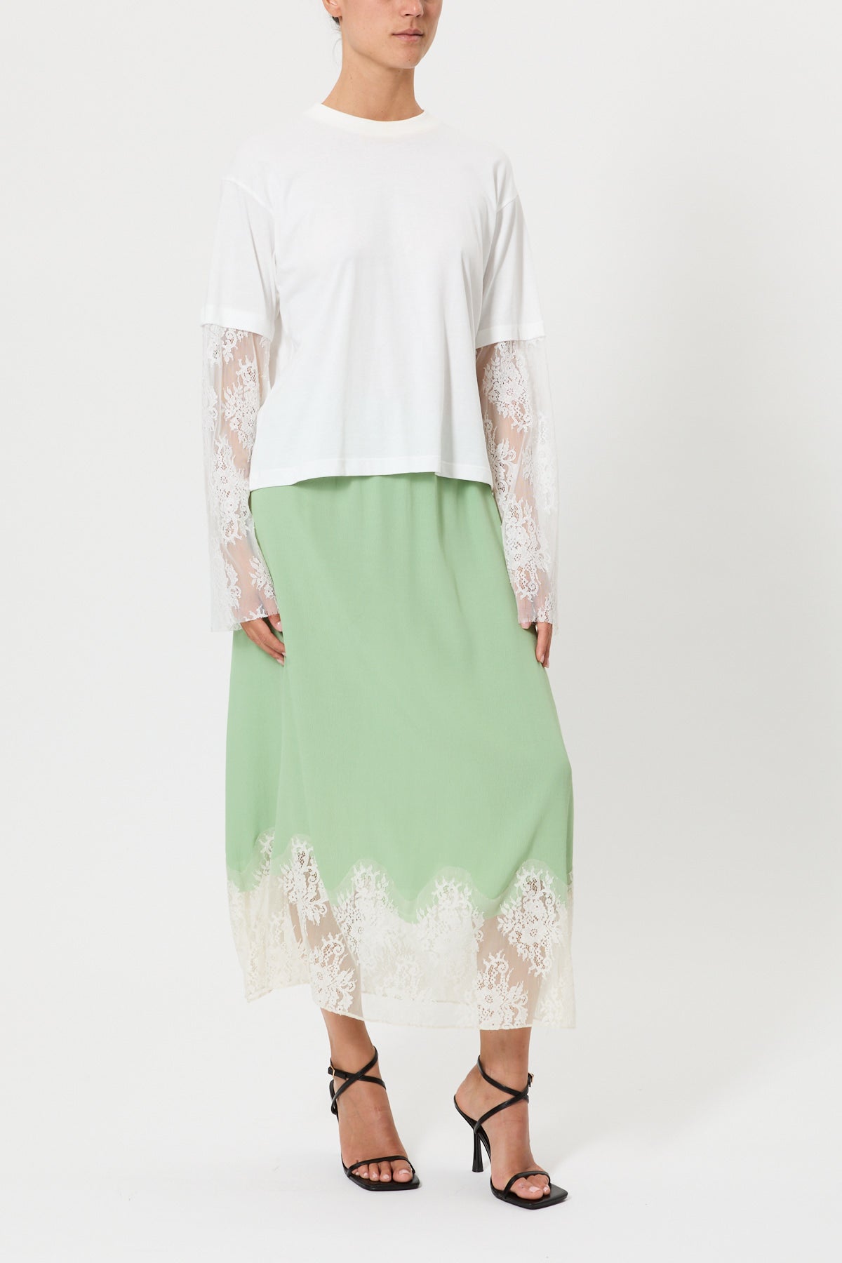 OVERSIZED T-SHIRT WITH LONG SLEEVES IN LACE