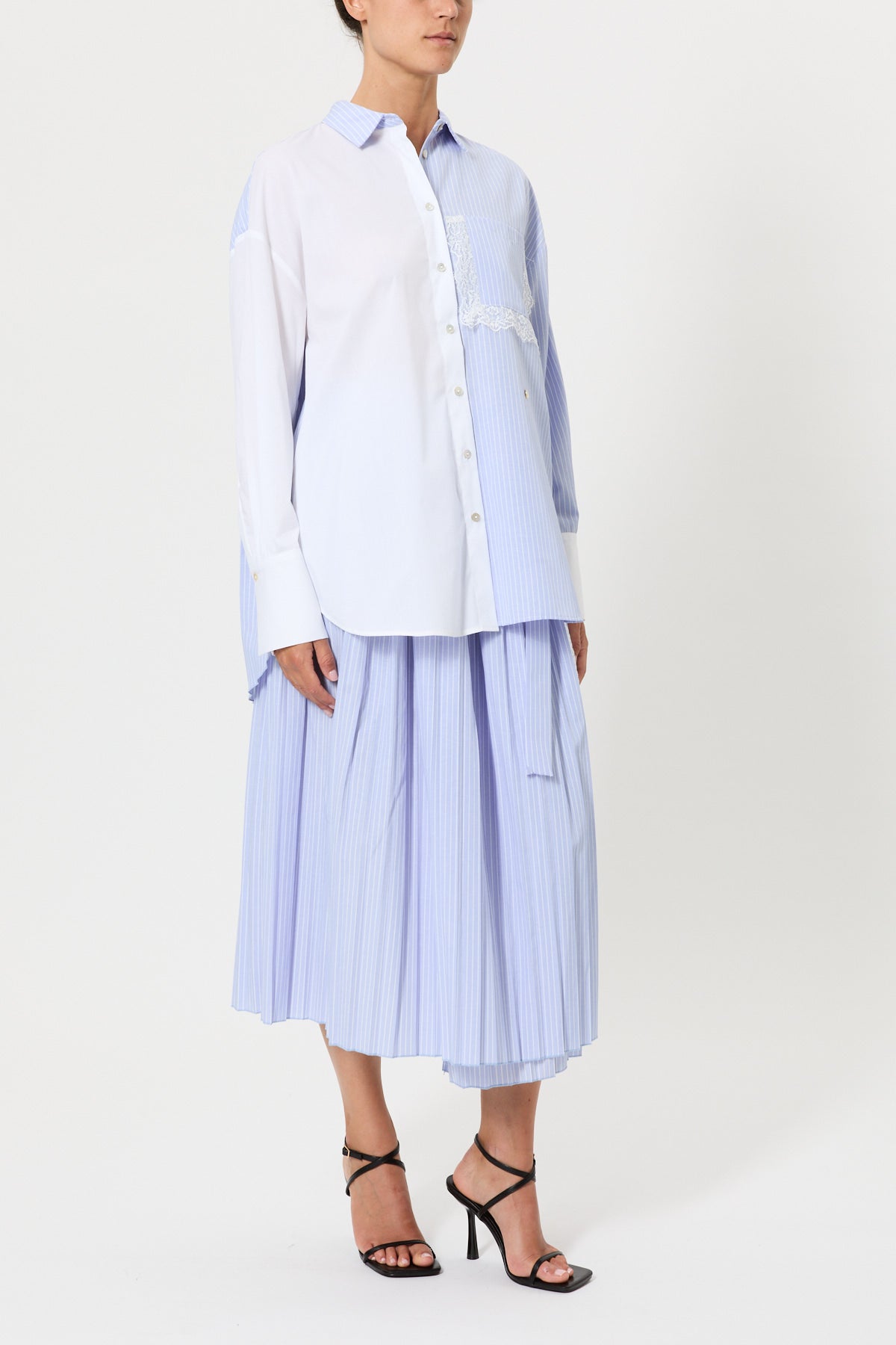 CAMICIA CON PLISSET E PIZZO