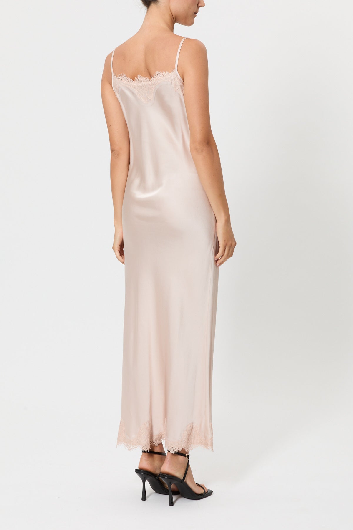 Long slip dress with lace