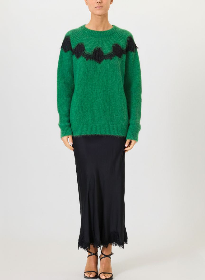 Boat neck sweater with lace