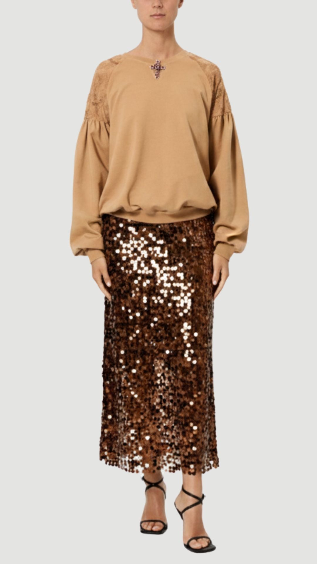 LONG SEQUINED SKIRT