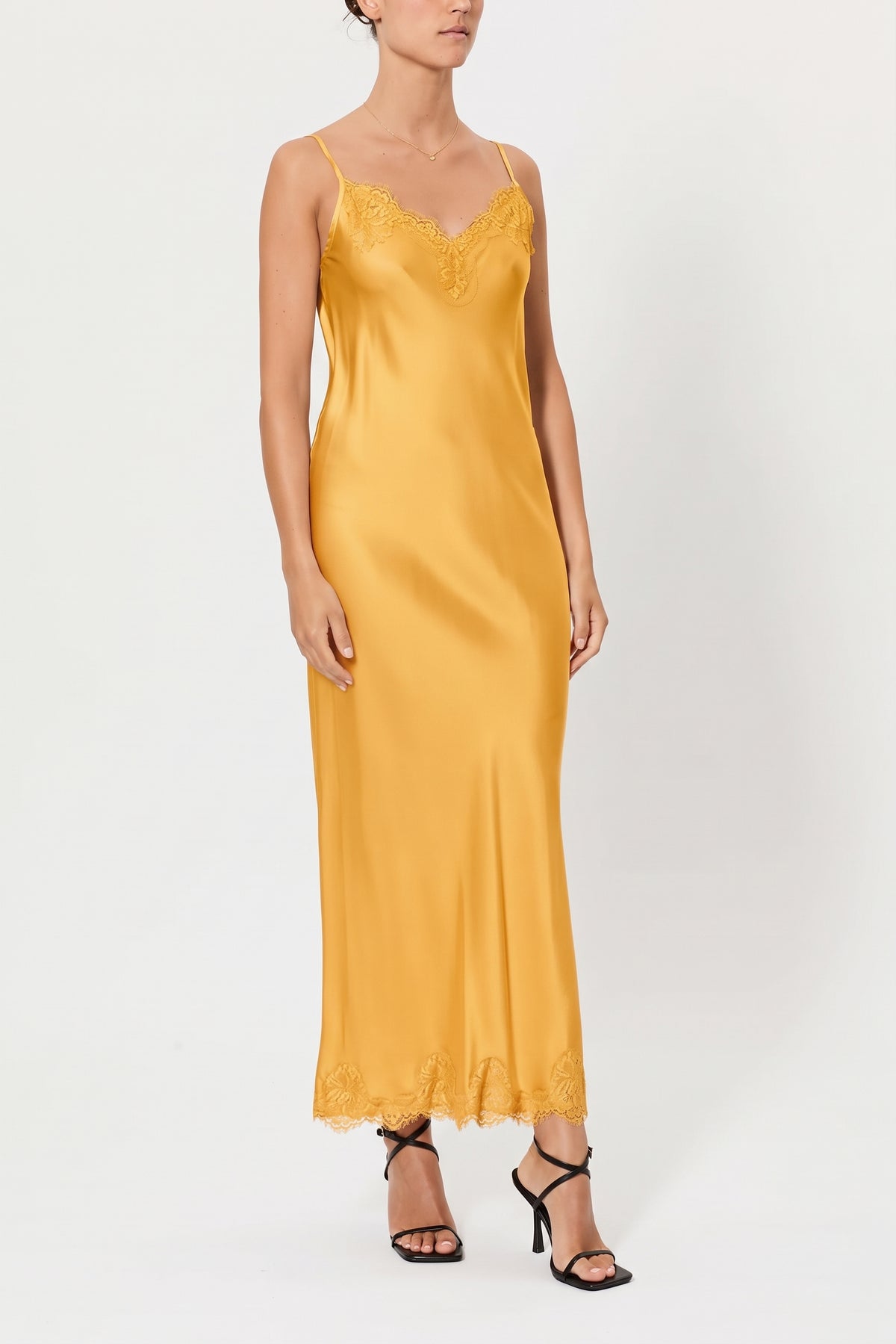 CLAUDIA – VISCOSE AND LACE SLIP DRESS