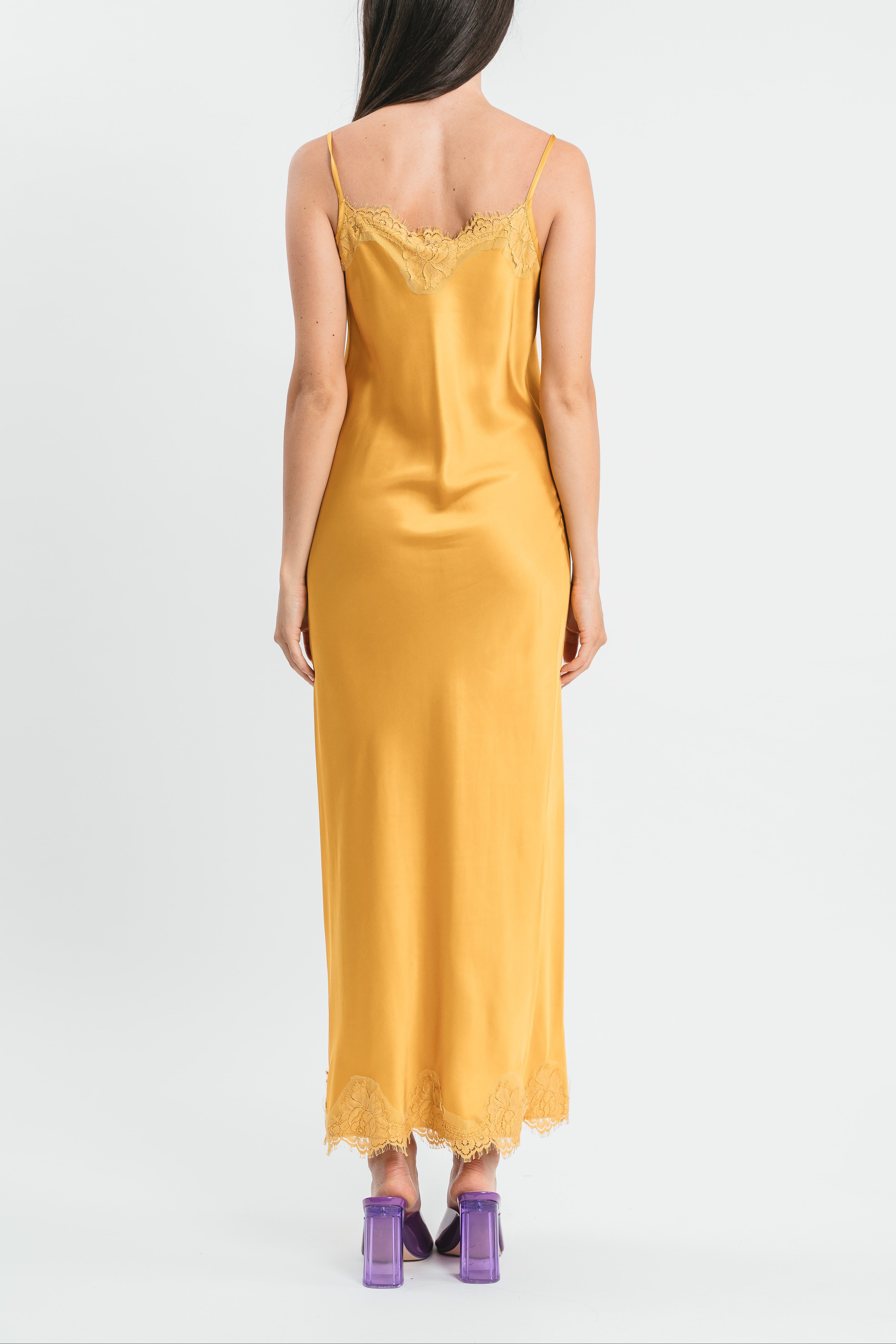 Long slip dress with lace