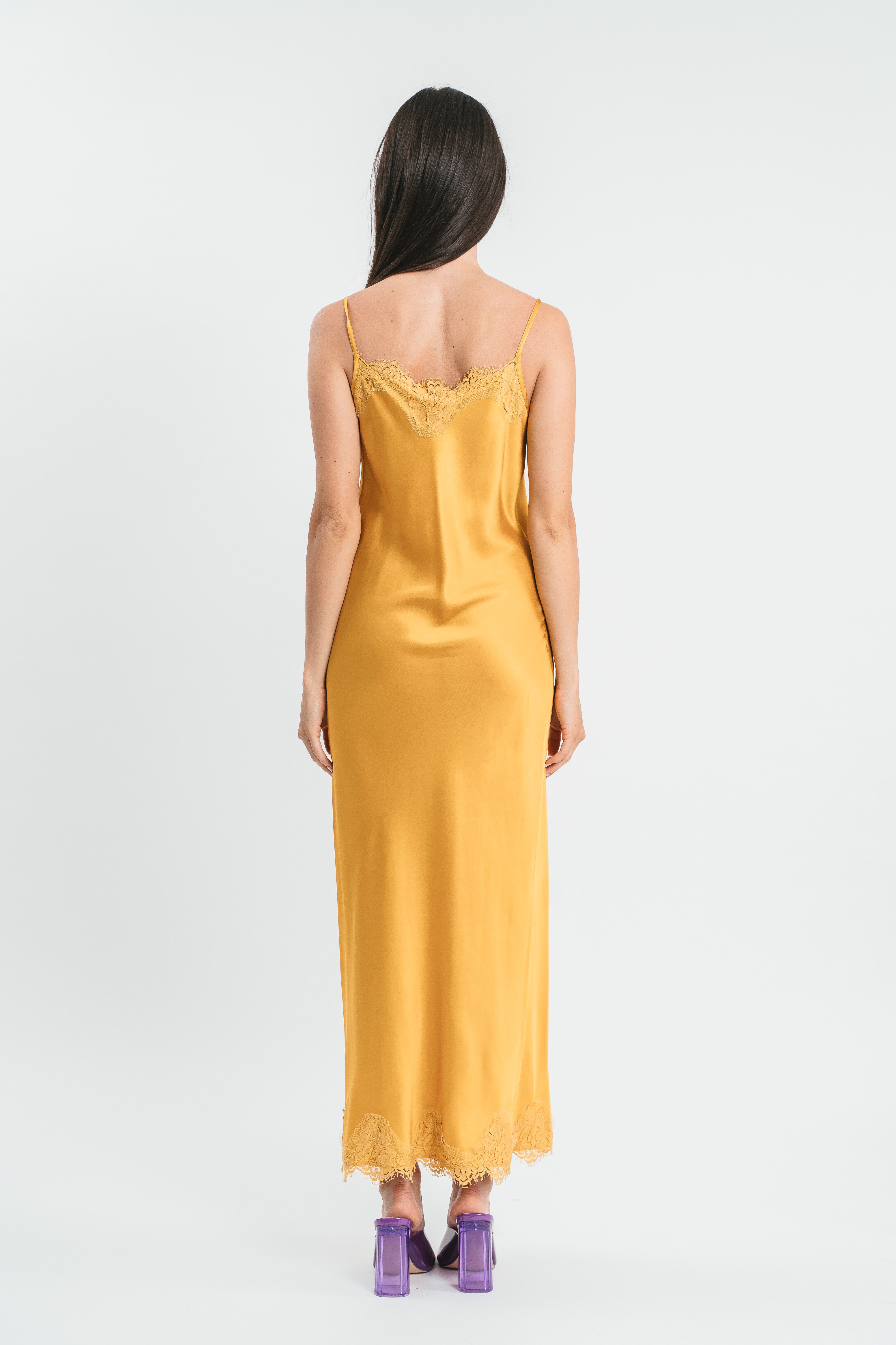 SLIP DRESS CLAUDIA IN VISCOSA CON PIZZO