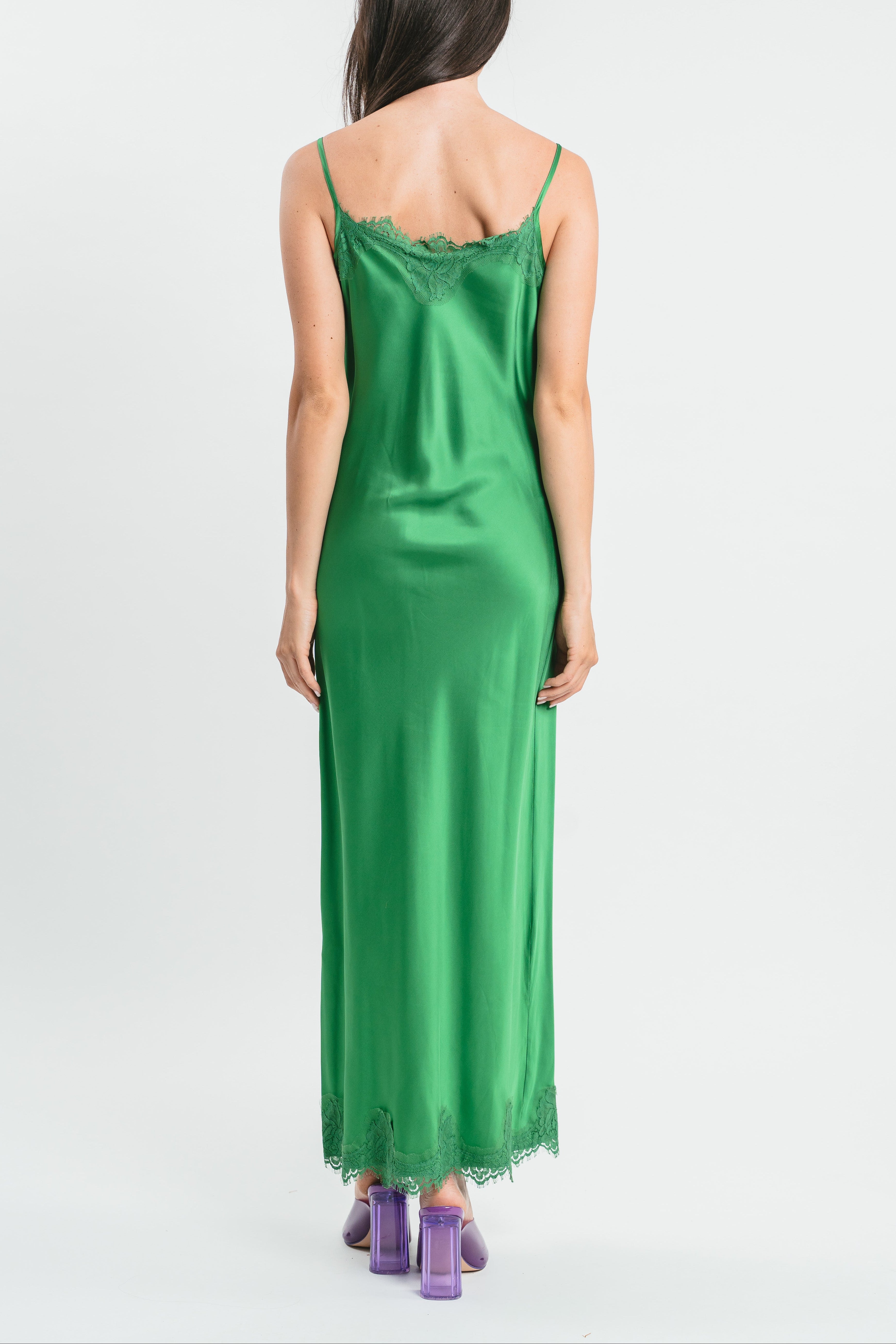 Long slip dress with lace
