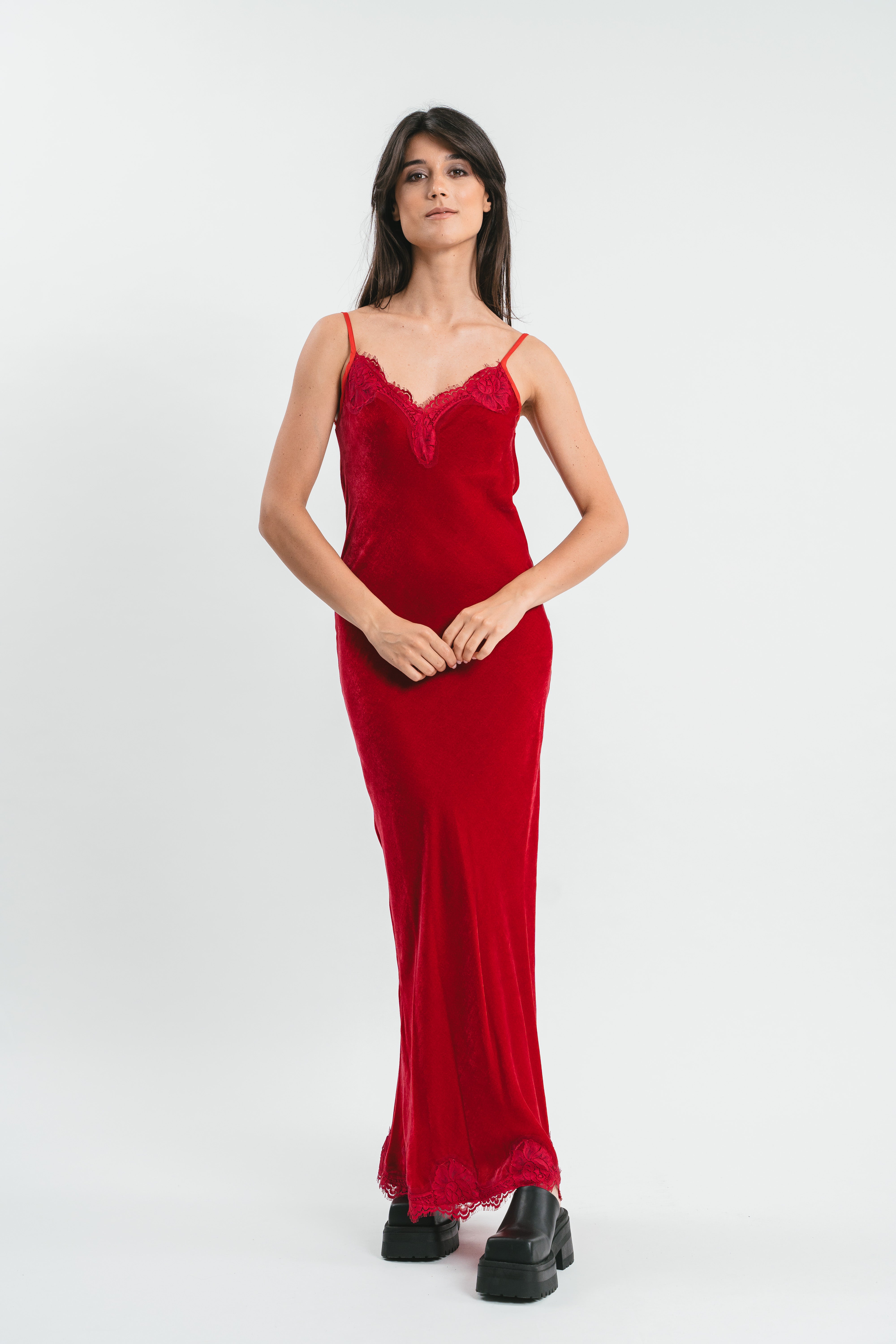 velvet slip dress with lace Debenhams Women's Runway 1.8.1.8 Velvet Lace Detail Slip Dress in Khaki